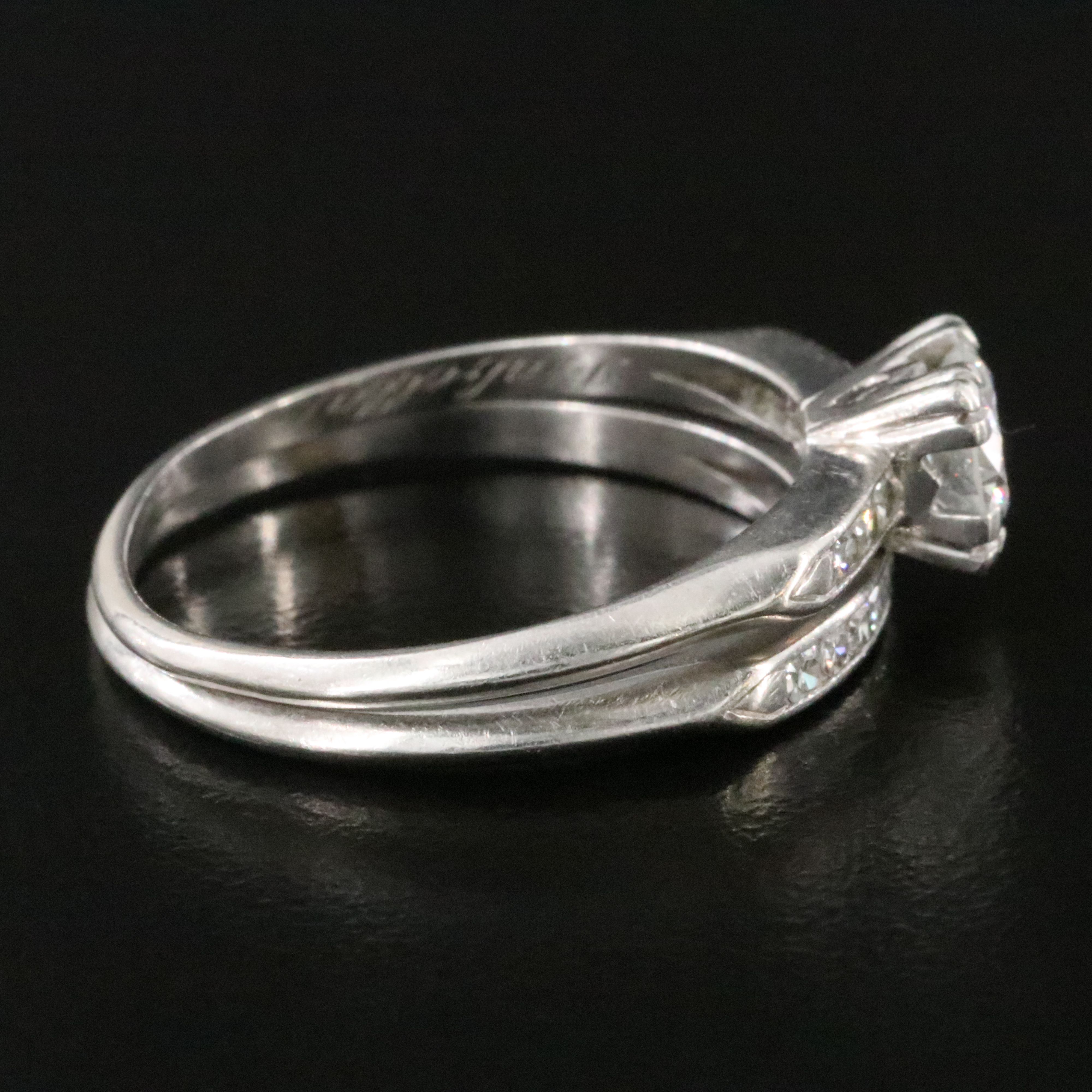 1930s Platinum 0.75 CTW Diamond Ring Set
