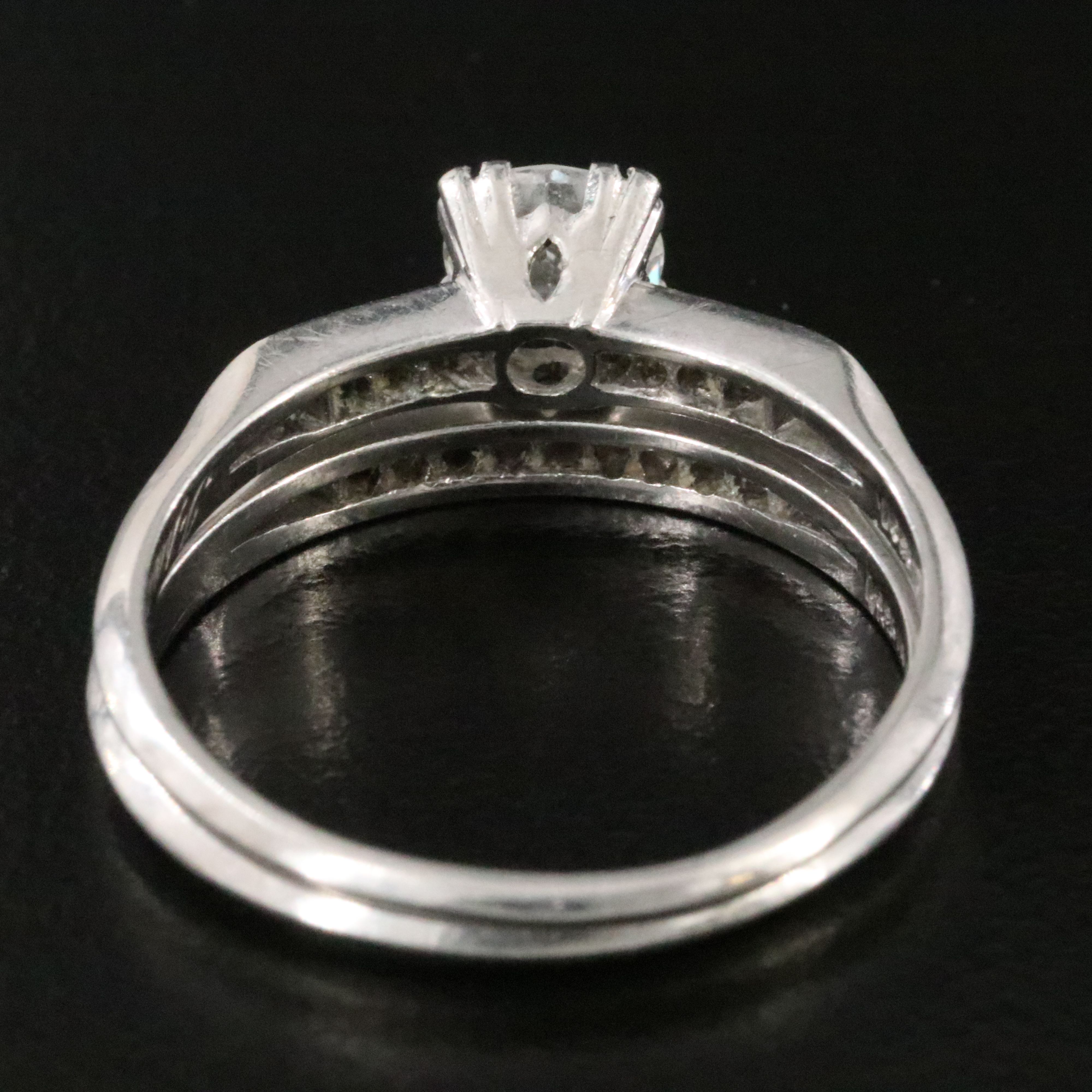 1930s Platinum 0.75 CTW Diamond Ring Set