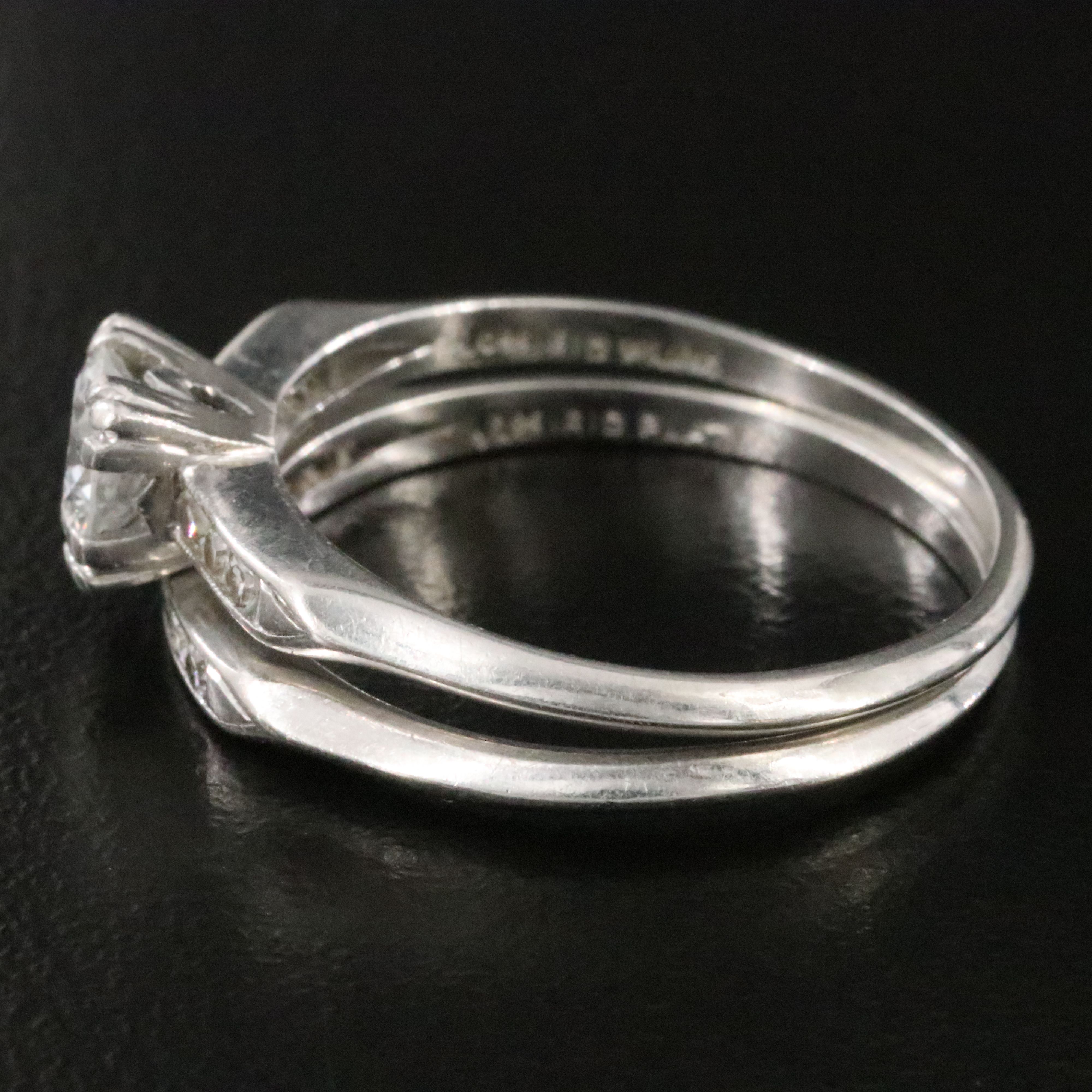 1930s Platinum 0.75 CTW Diamond Ring Set