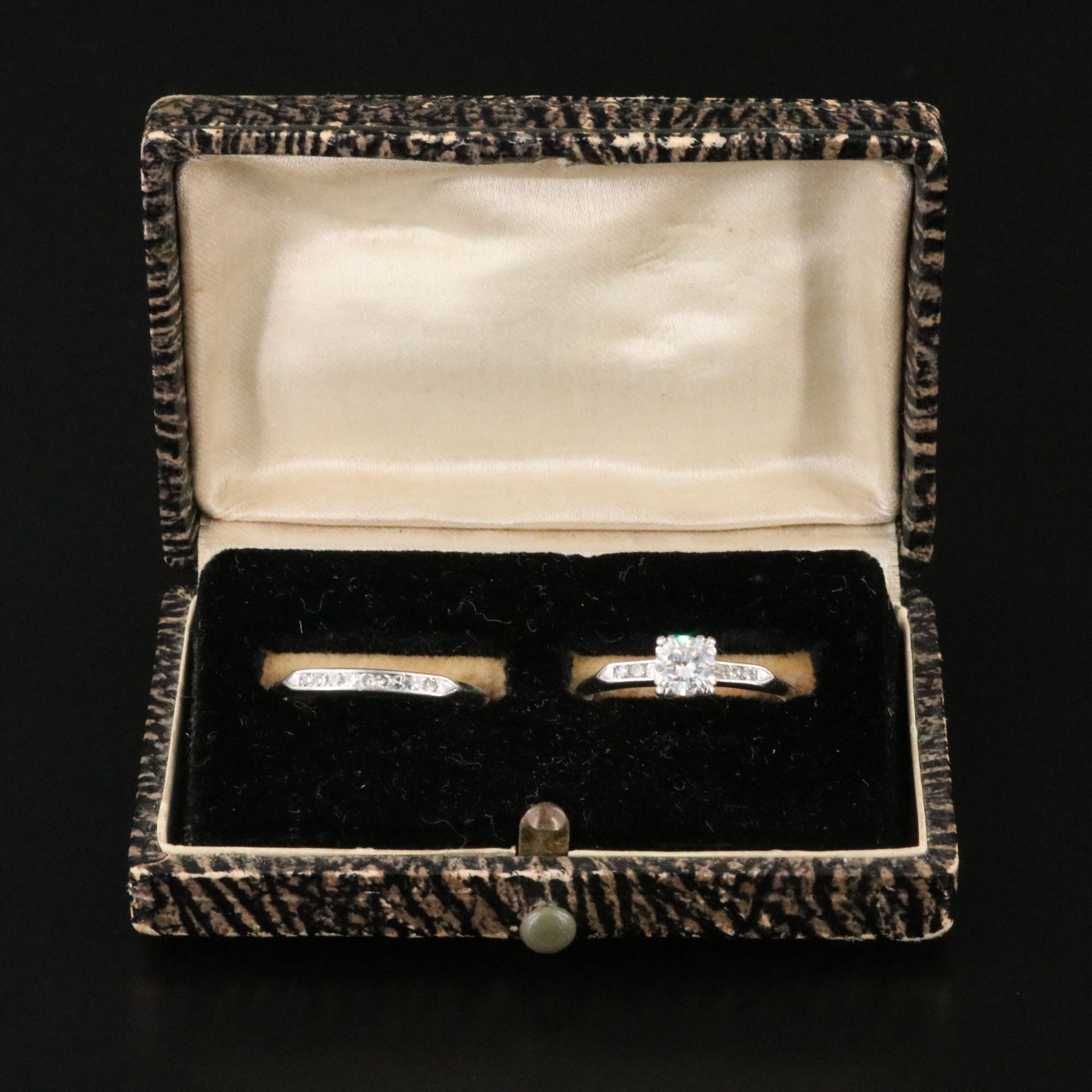 1930s Platinum 0.75 CTW Diamond Ring Set