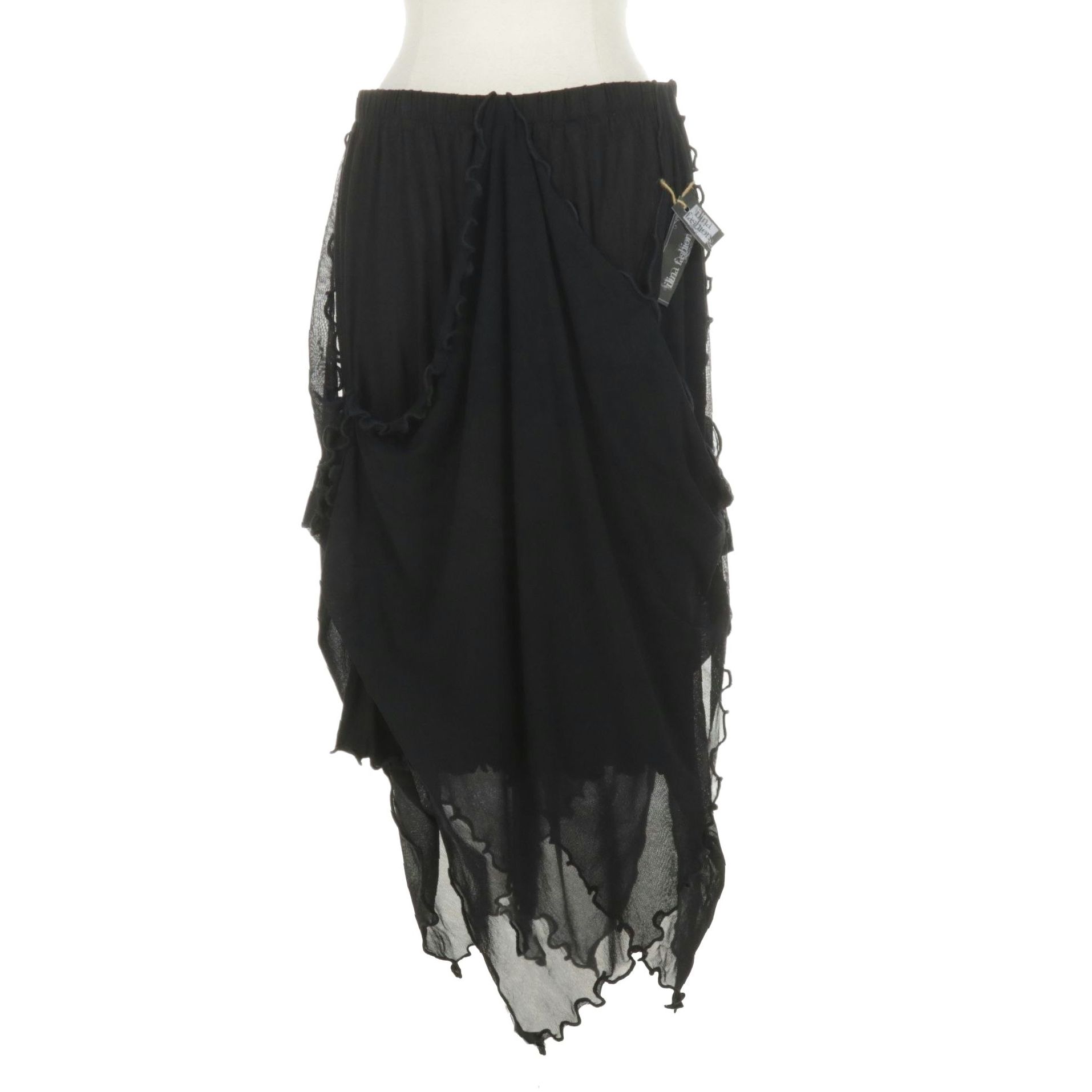 Ilina Fashion Sheer Black Ruffled Asymmetrical Skirt