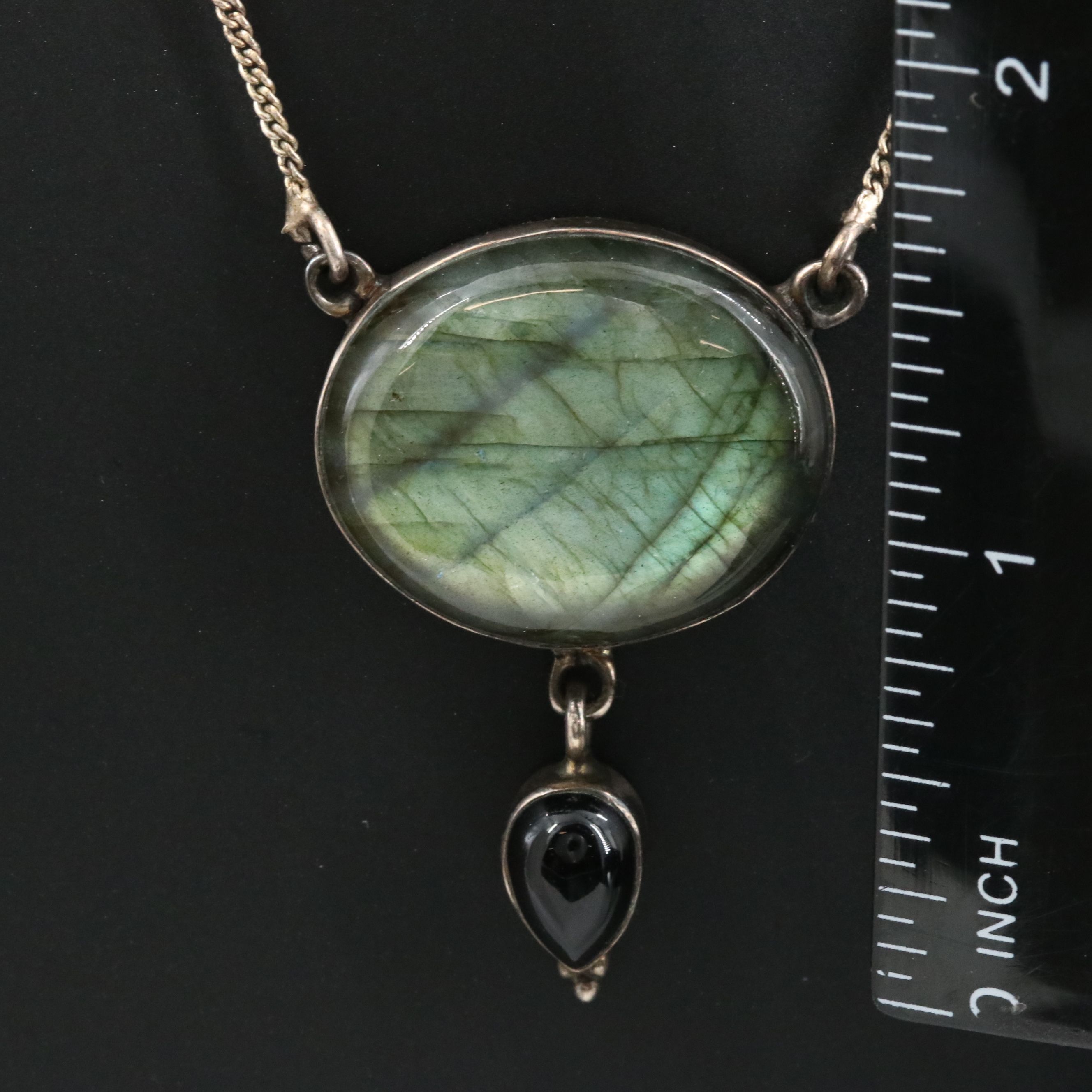 Sterling Labradorite and Black Onyx Necklace