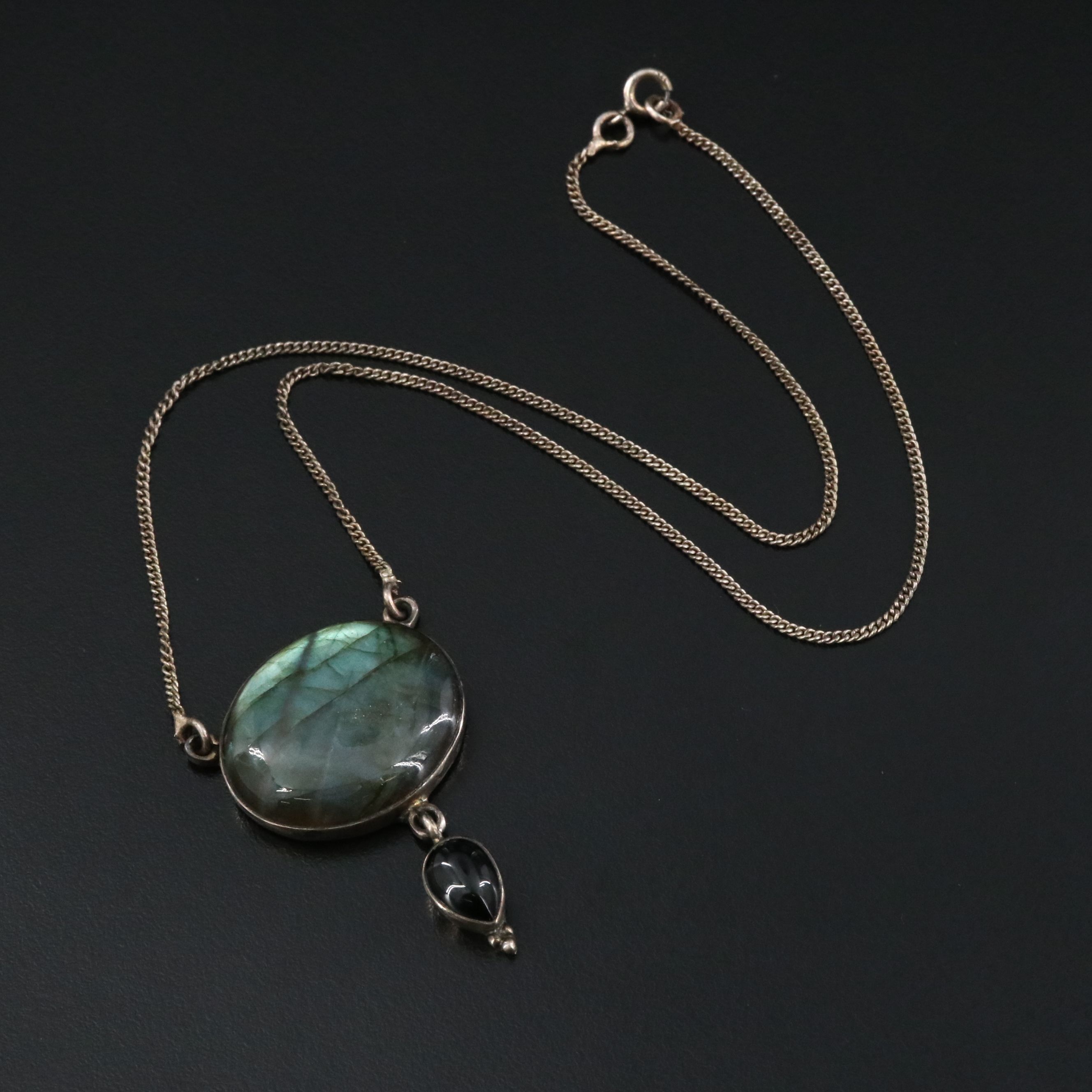 Sterling Labradorite and Black Onyx Necklace