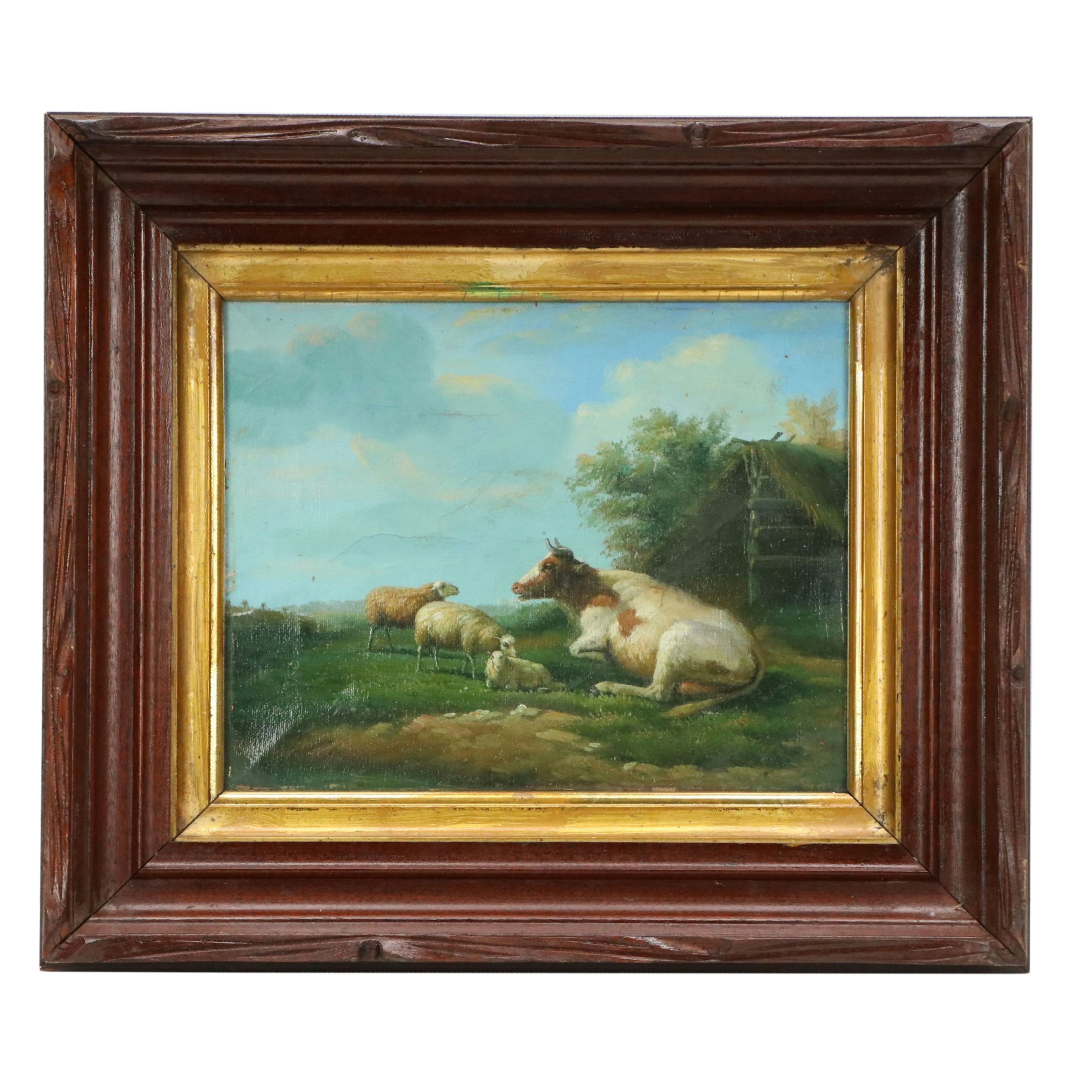 After Eugène Joseph Verboeckhoven Oil Painting "In the Meadow"