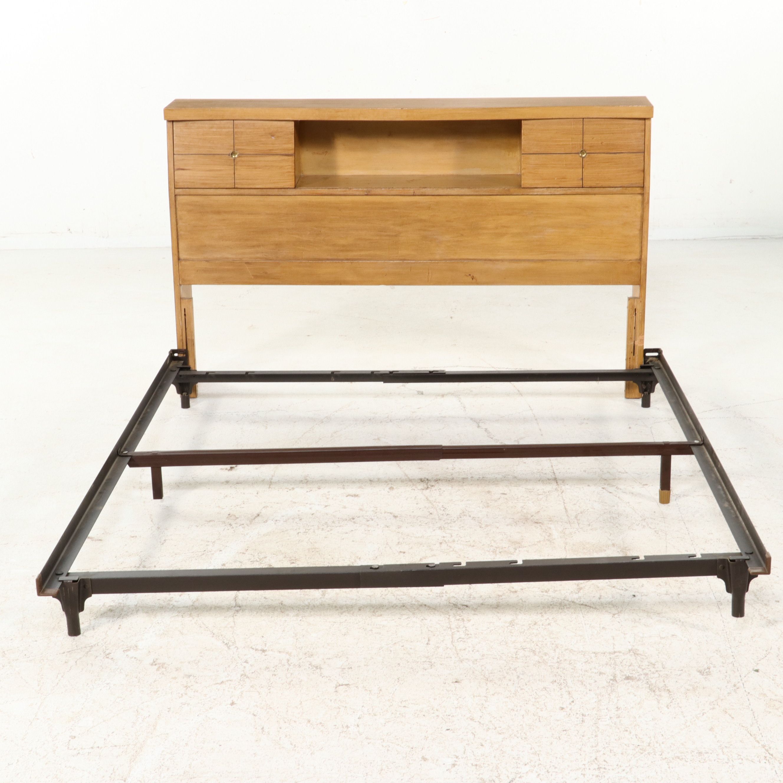 L.A. Period Furniture"Starline" Blonde Birch Bookcase Headboard, 1950s