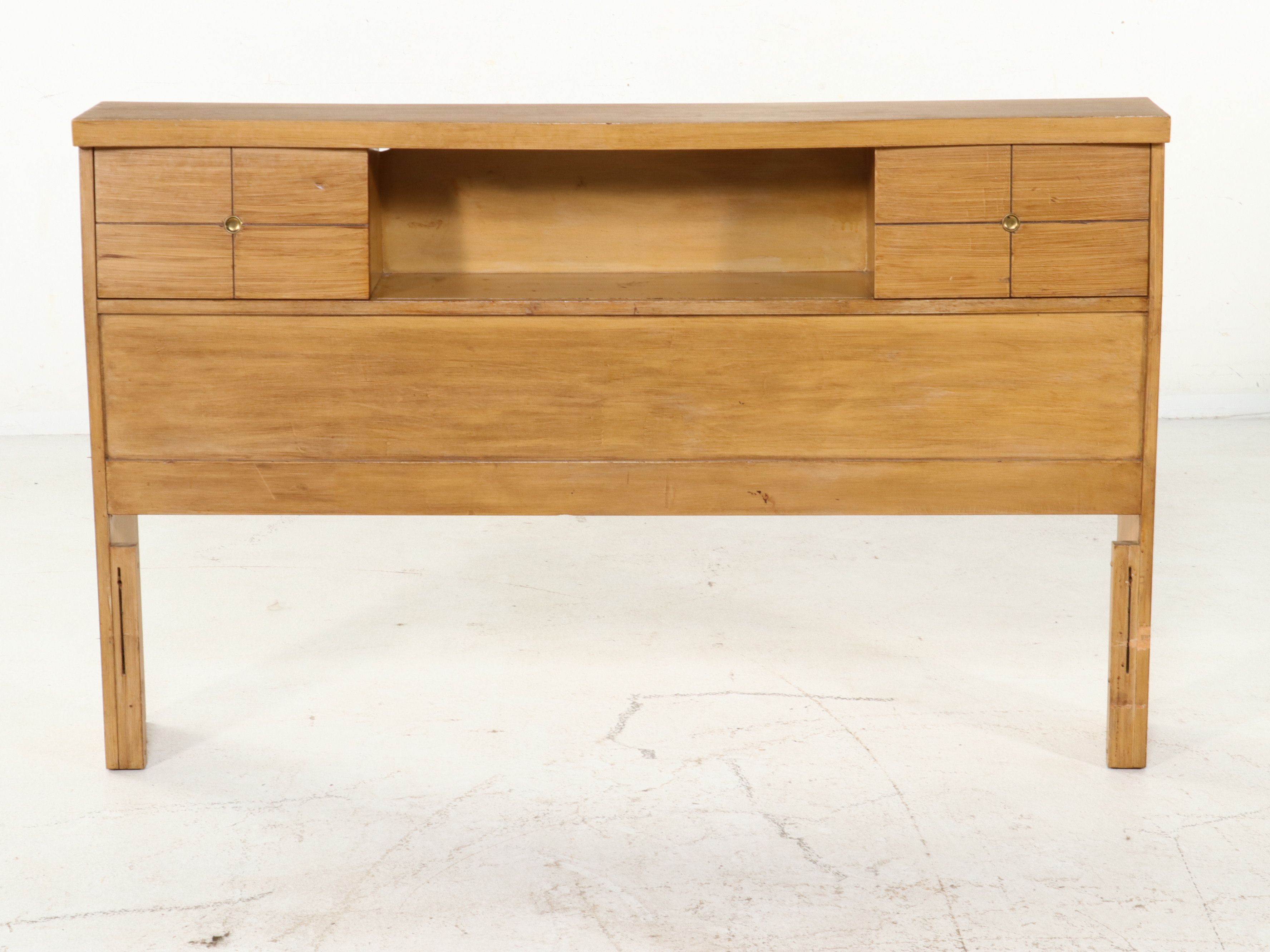 L.A. Period Furniture"Starline" Blonde Birch Bookcase Headboard, 1950s