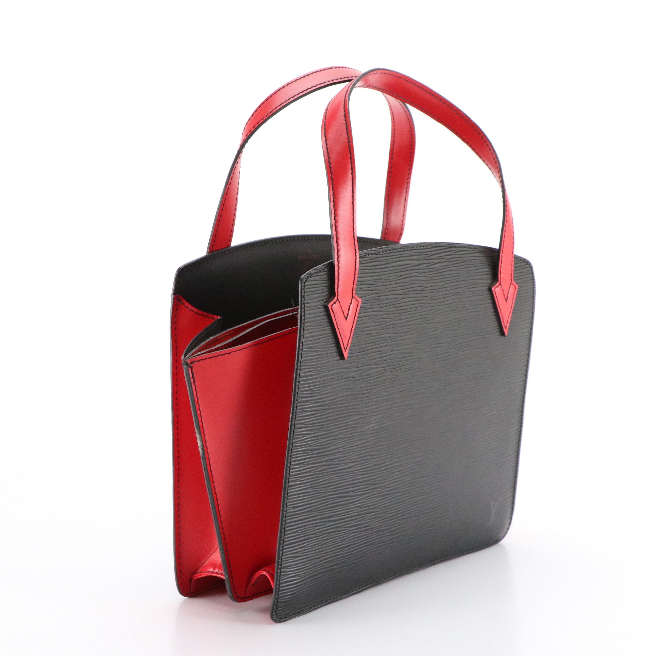 Louis Vuitton Varenne Tote Bag in Colorblock Black Epi/Red Smooth Leather
