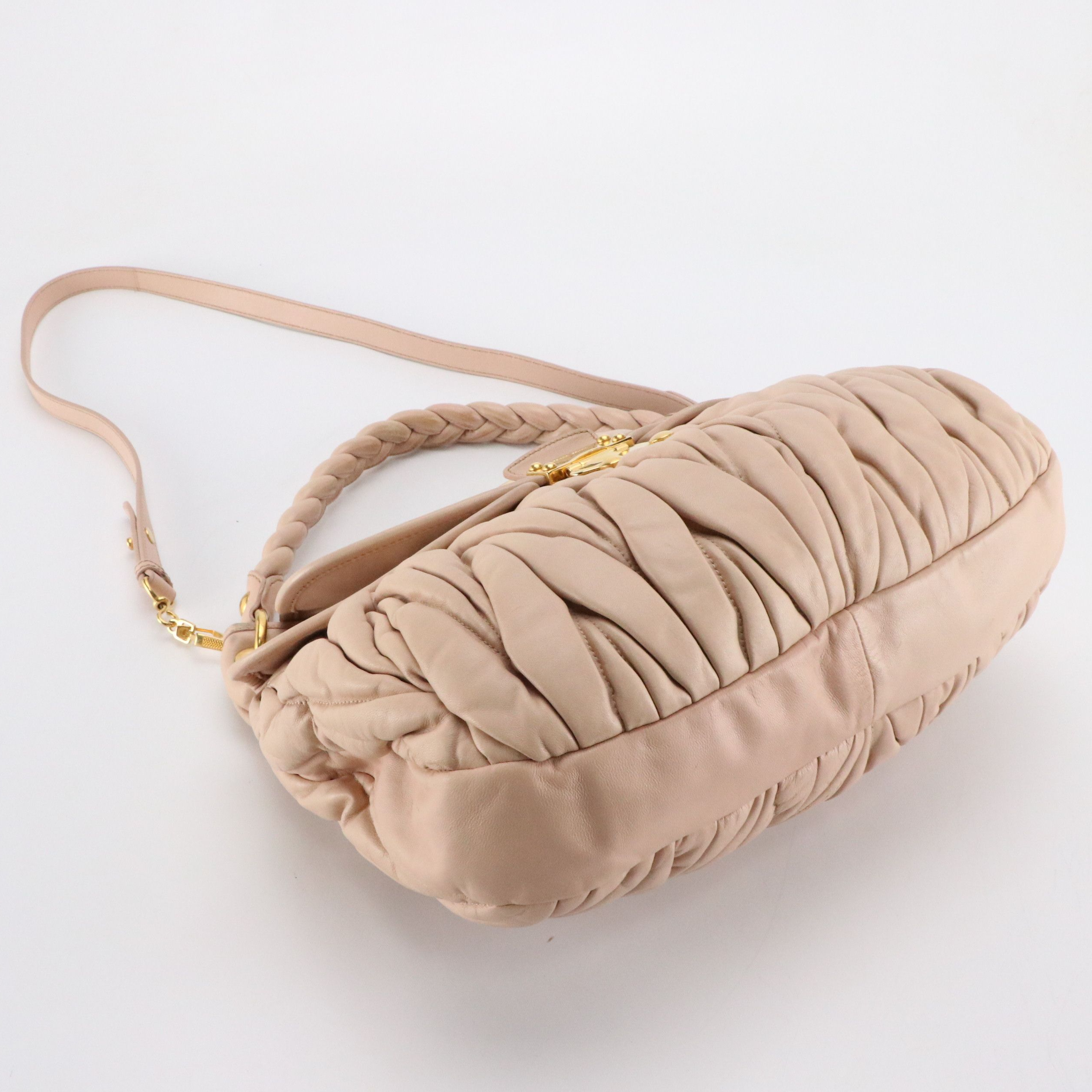 Miu Miu Coffer Hobo Braided Strap Two-Way Bag in Matelassé Calfskin Leather