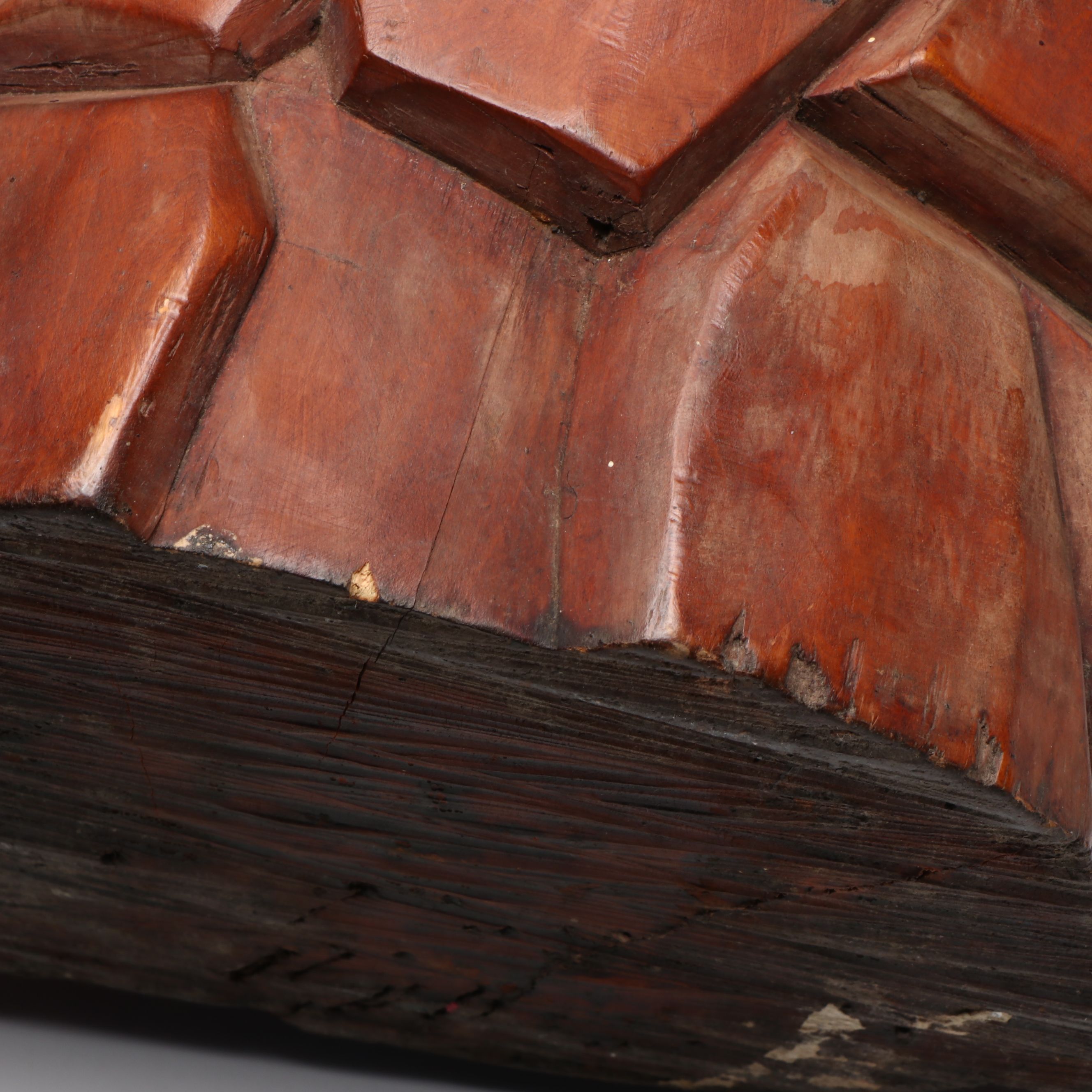 Chinese Carved Wood Deity with Guardian Lion