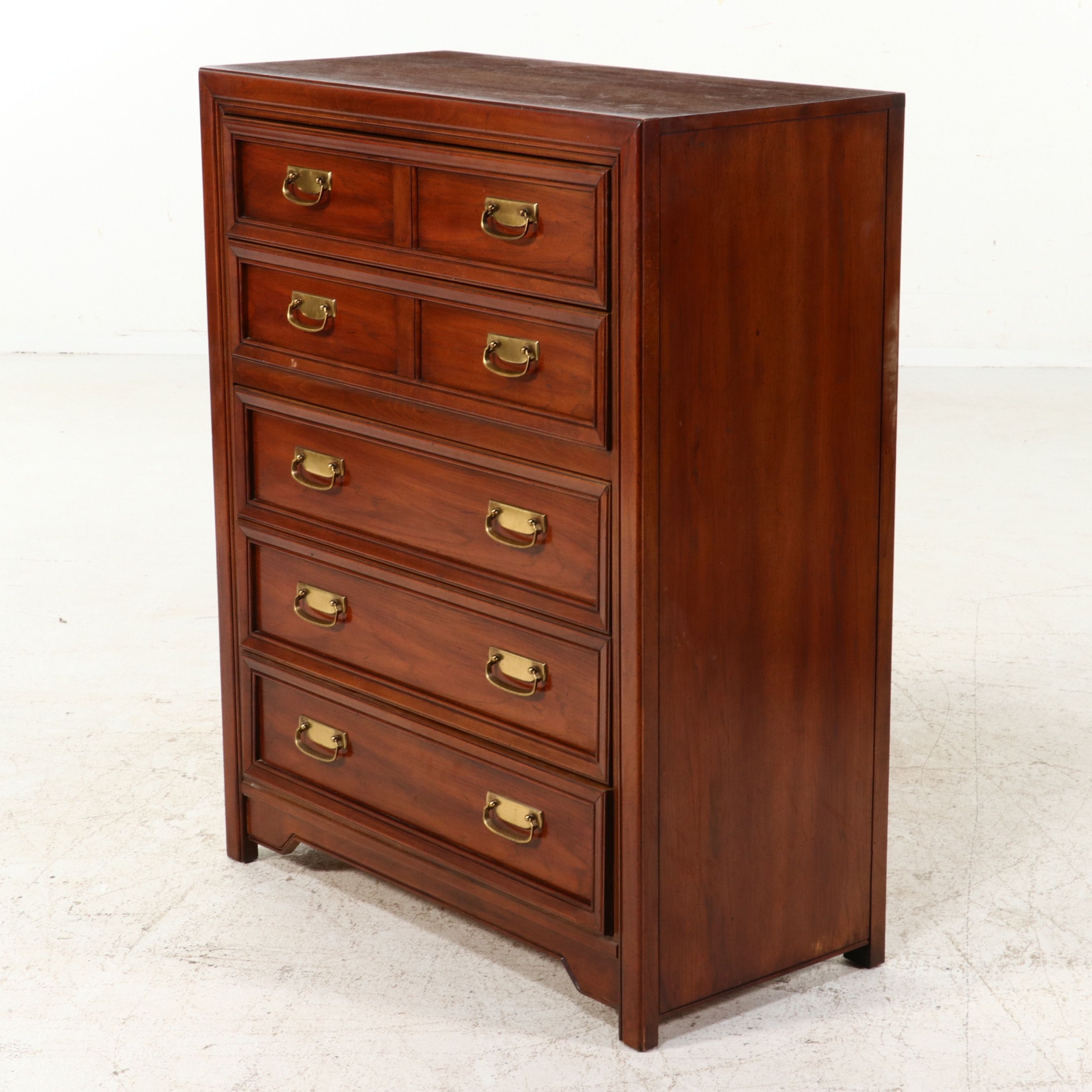Huntley by Thomasville Campaign-Style Tall Chest of Drawers, Circa 1977
