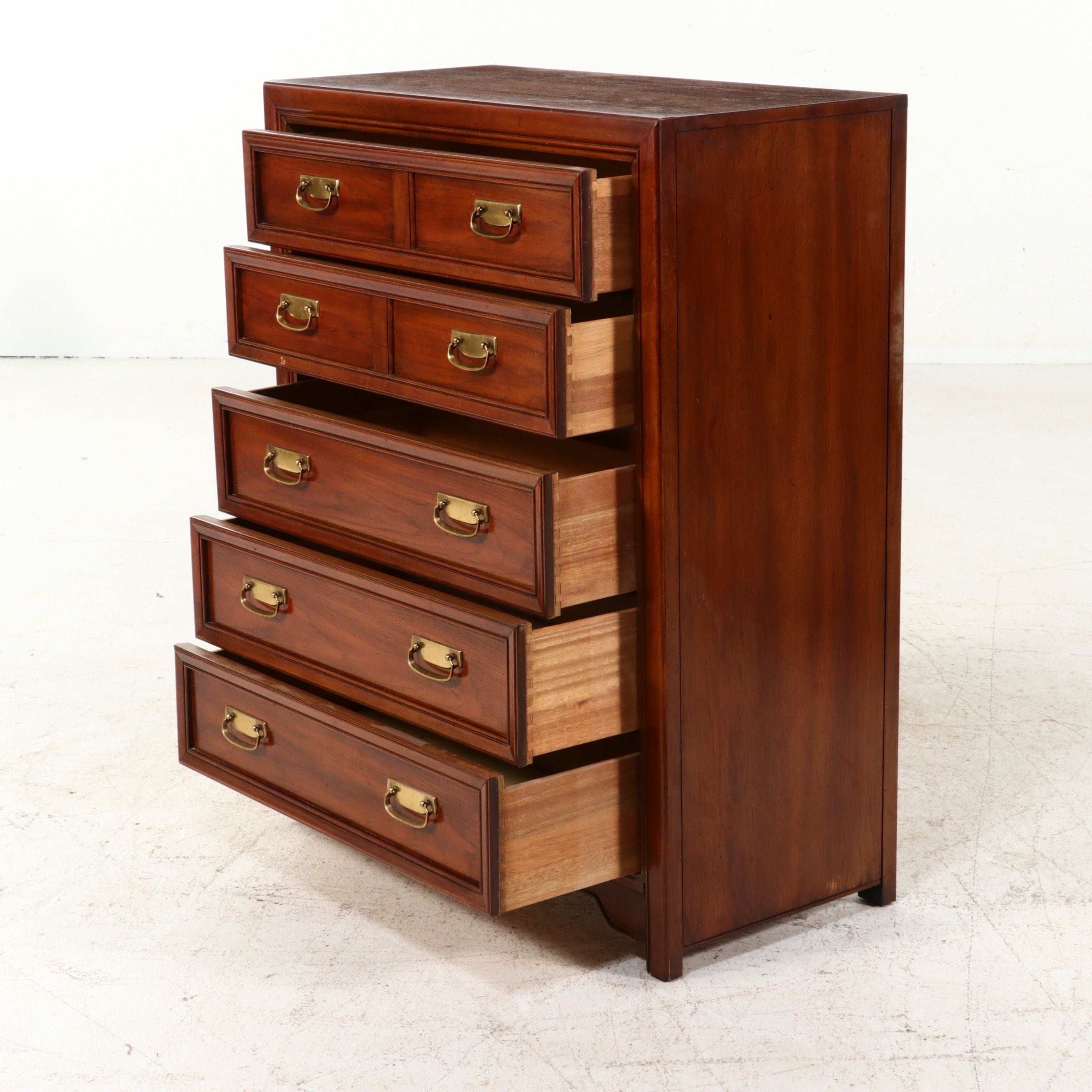 Huntley by Thomasville Campaign-Style Tall Chest of Drawers, Circa 1977