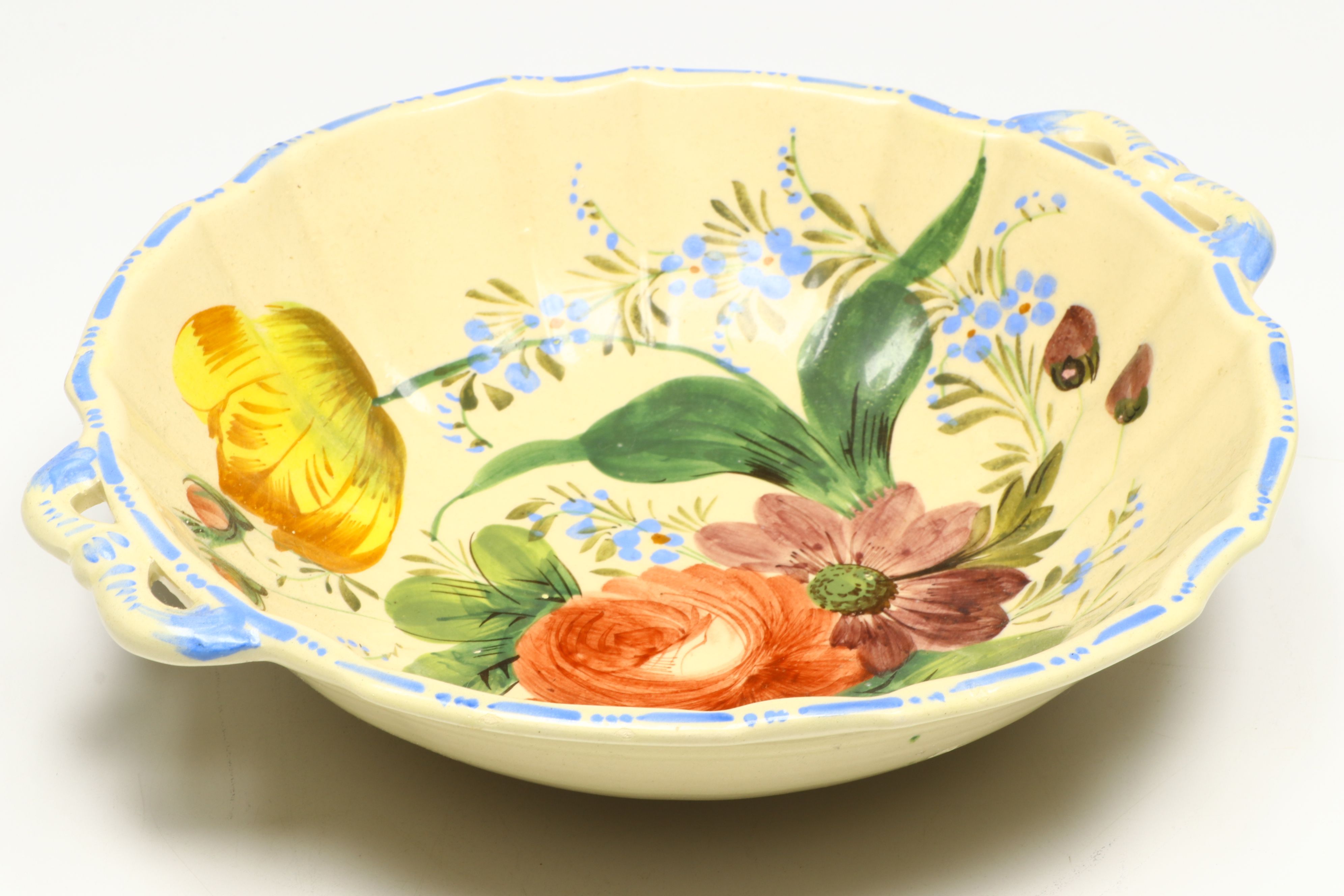 Italian Ceramic Pitcher and Lug Handled Bowl, Mid to Late 20th Century