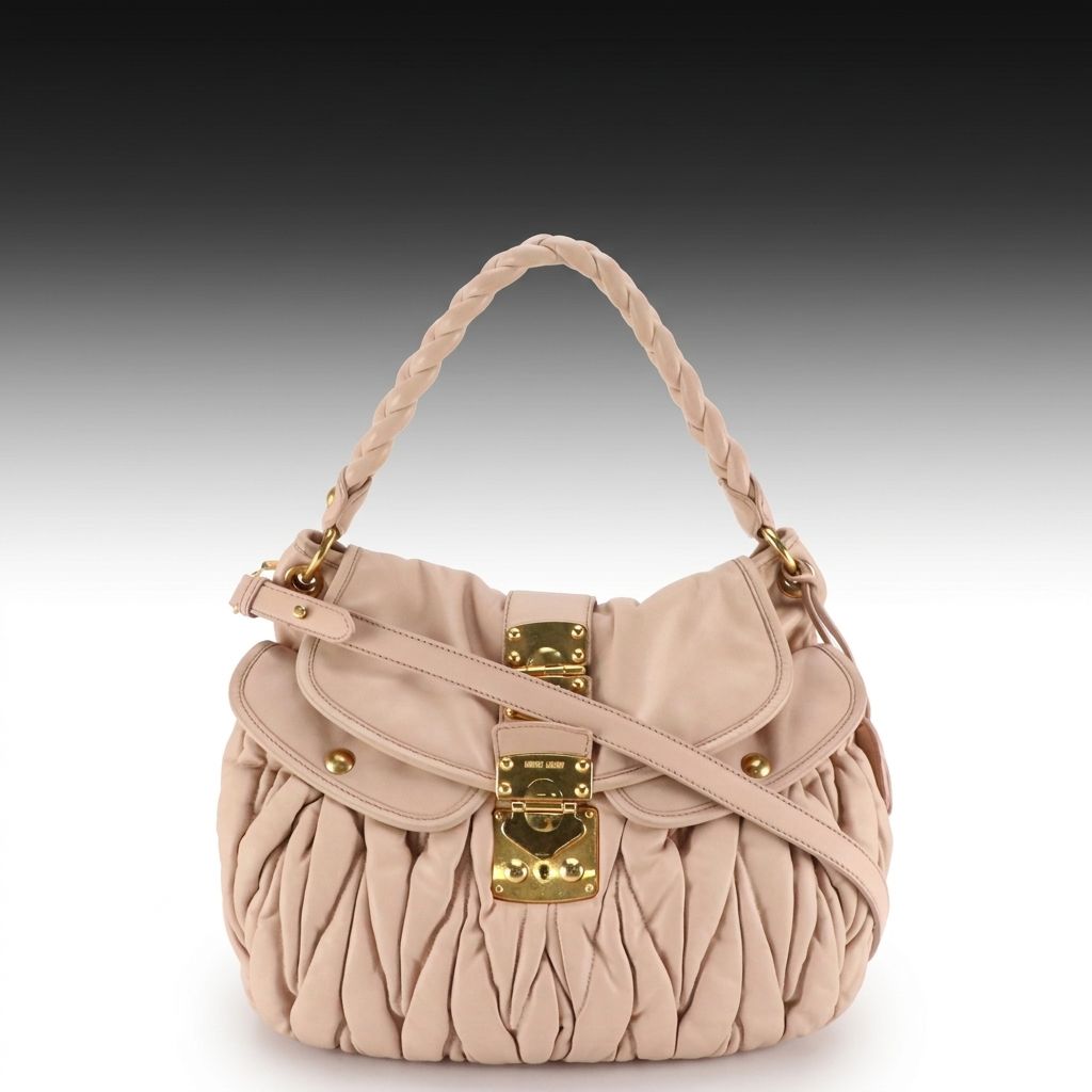 Miu Miu Coffer Hobo Braided Strap Two-Way Bag in Matelassé Calfskin Leather