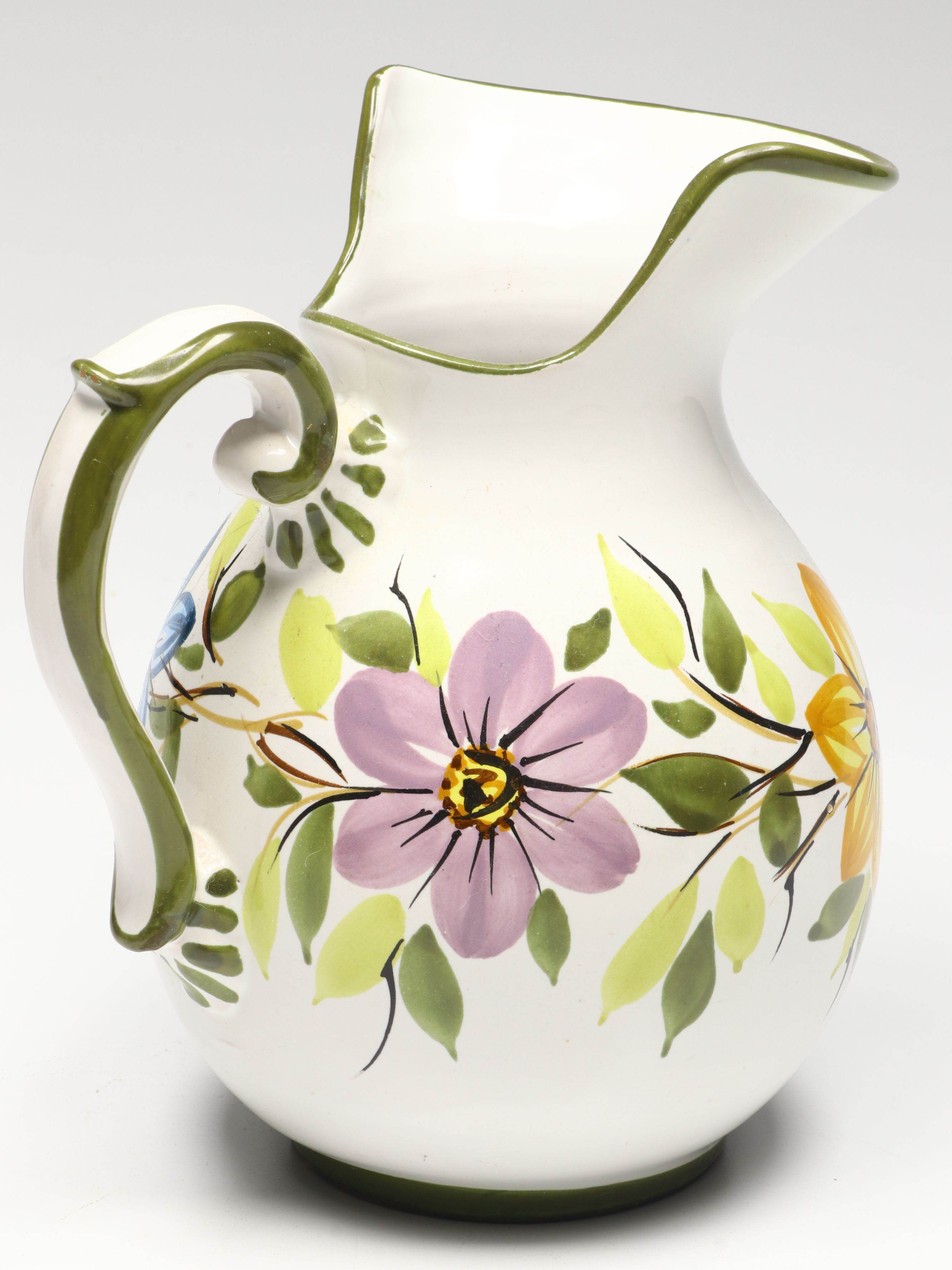 Italian Ceramic Pitcher and Lug Handled Bowl, Mid to Late 20th Century