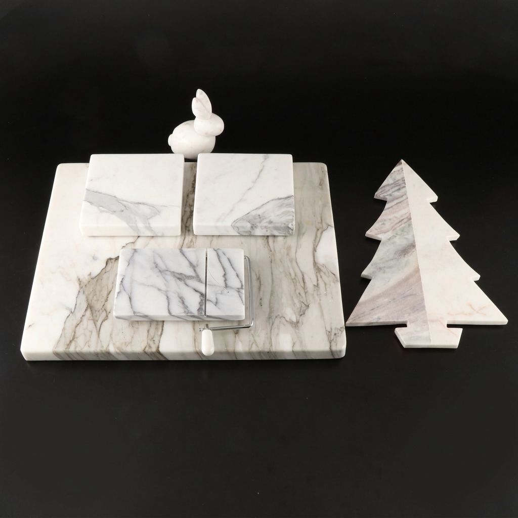 Marble Pastry Board with More Serving Trays, Cheese Board and Figurine