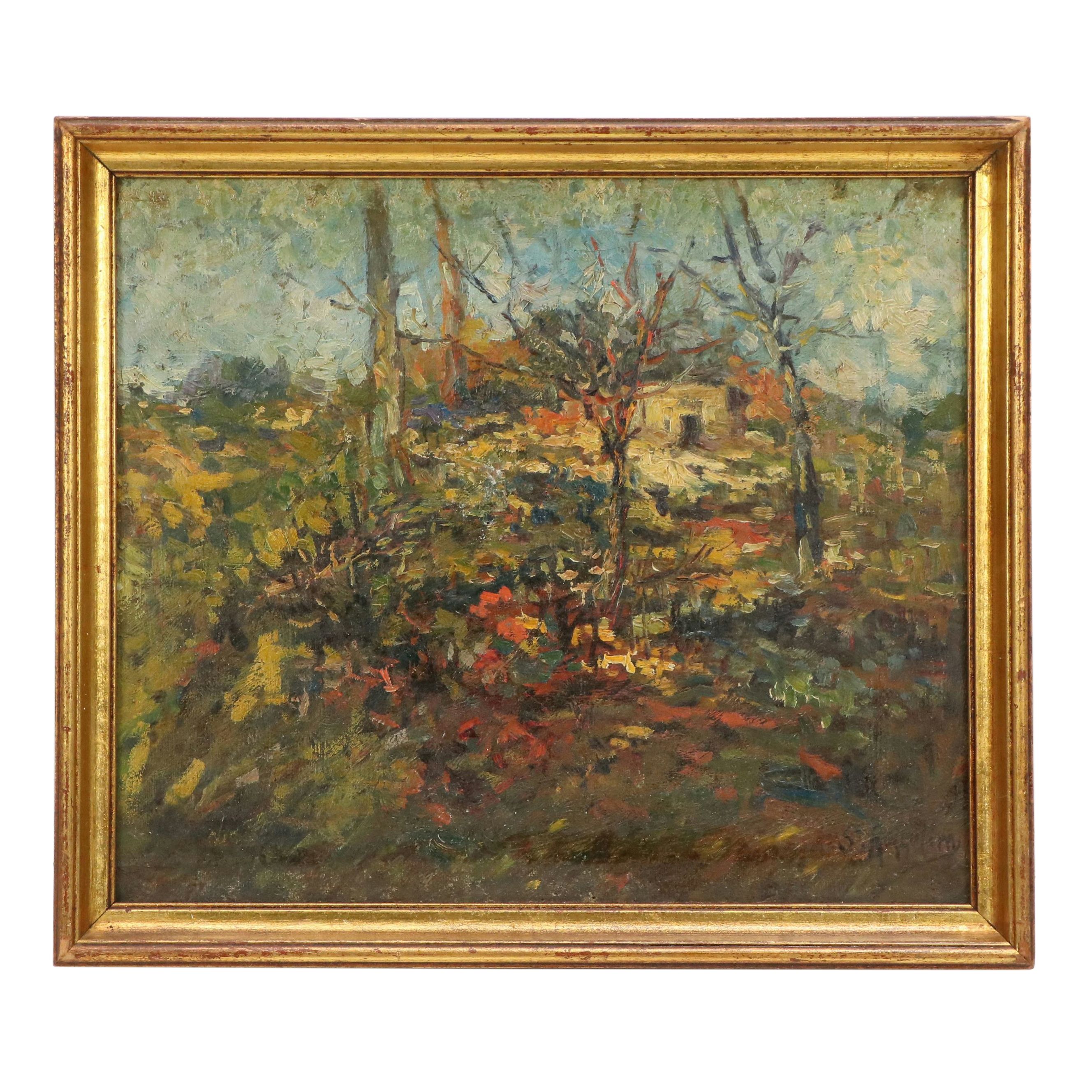 Impressionist Landscape Oil Painting, Early 20th Century