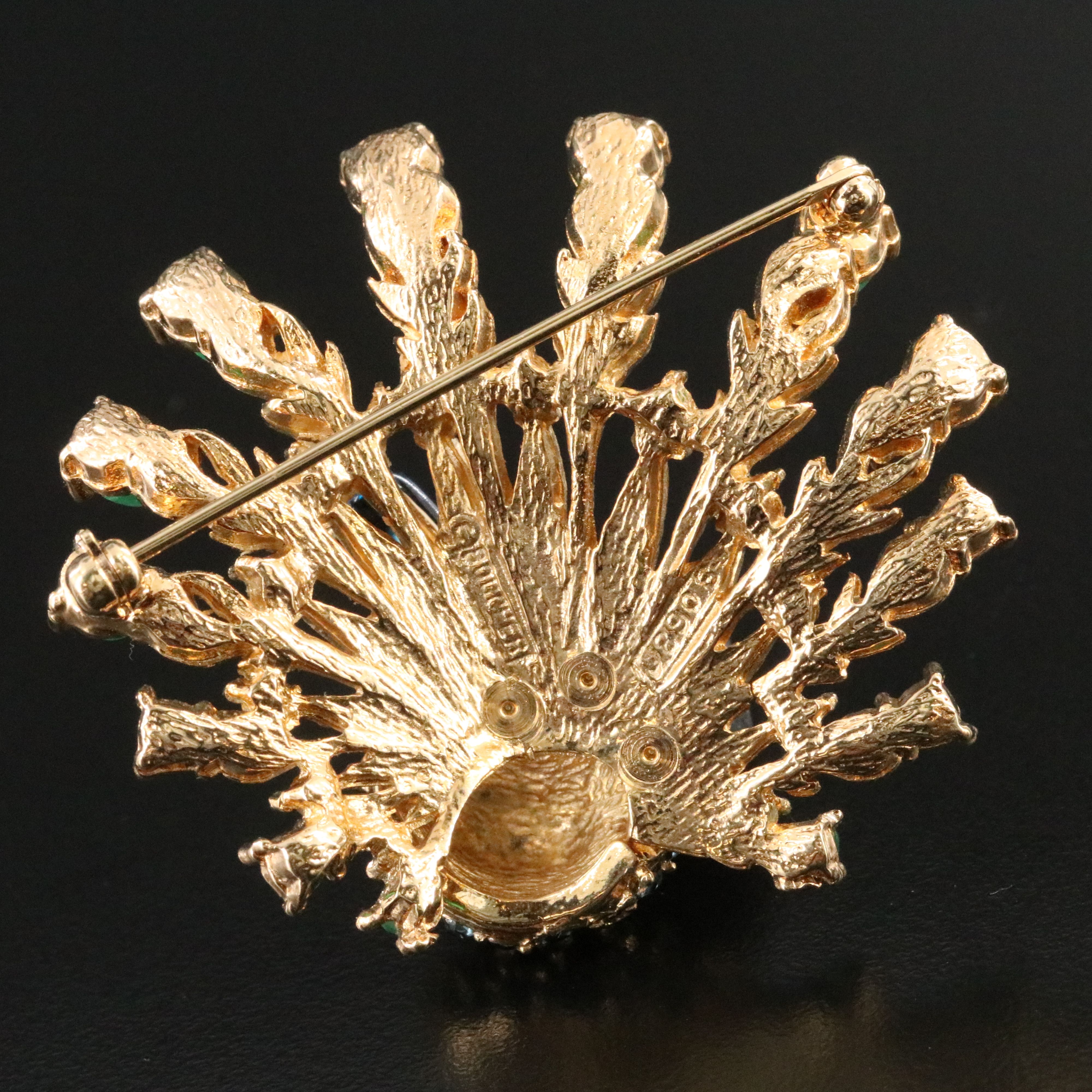 Marcel Boucher Peacock Brooch Including Glass, Rhinestones and Enamel