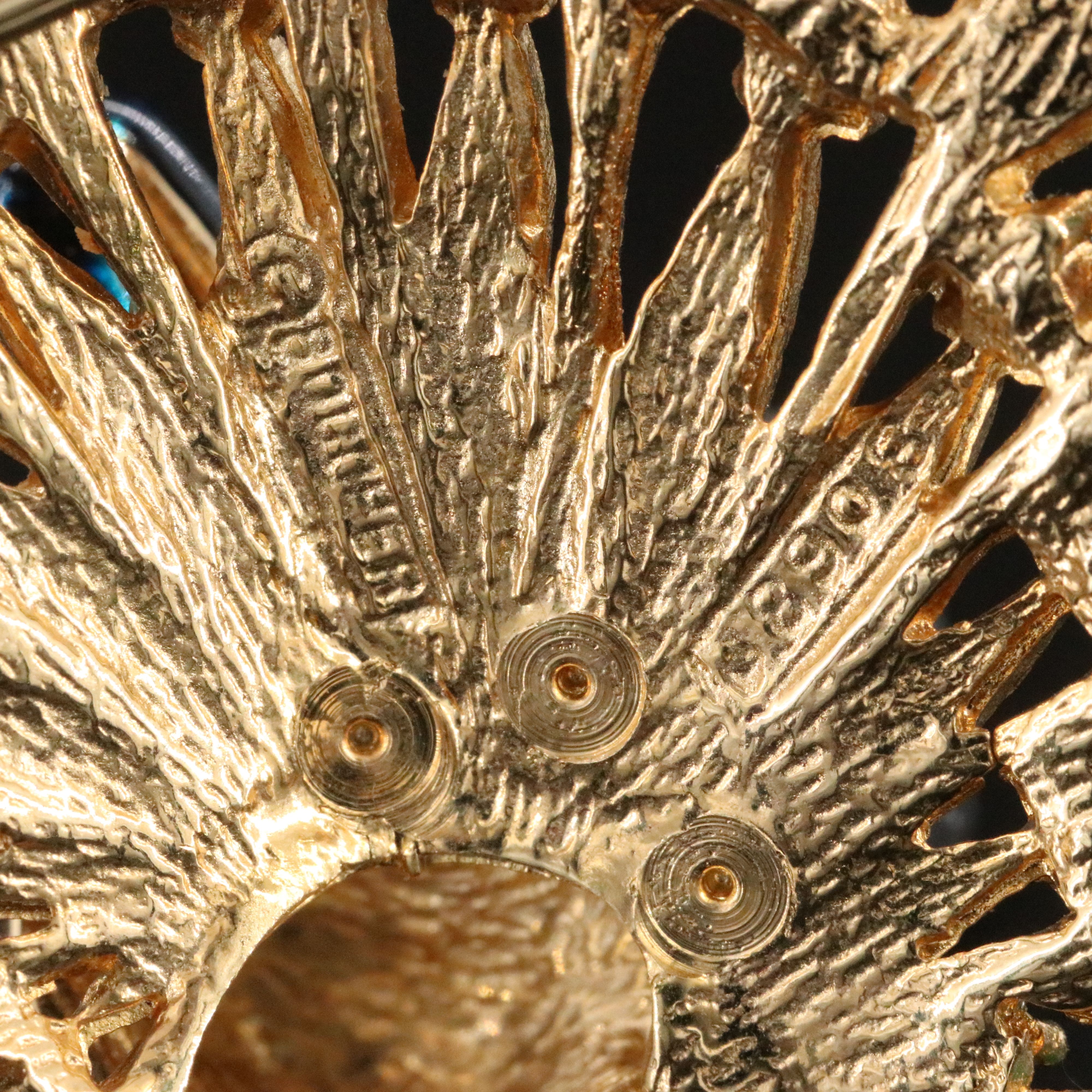 Marcel Boucher Peacock Brooch Including Glass, Rhinestones and Enamel