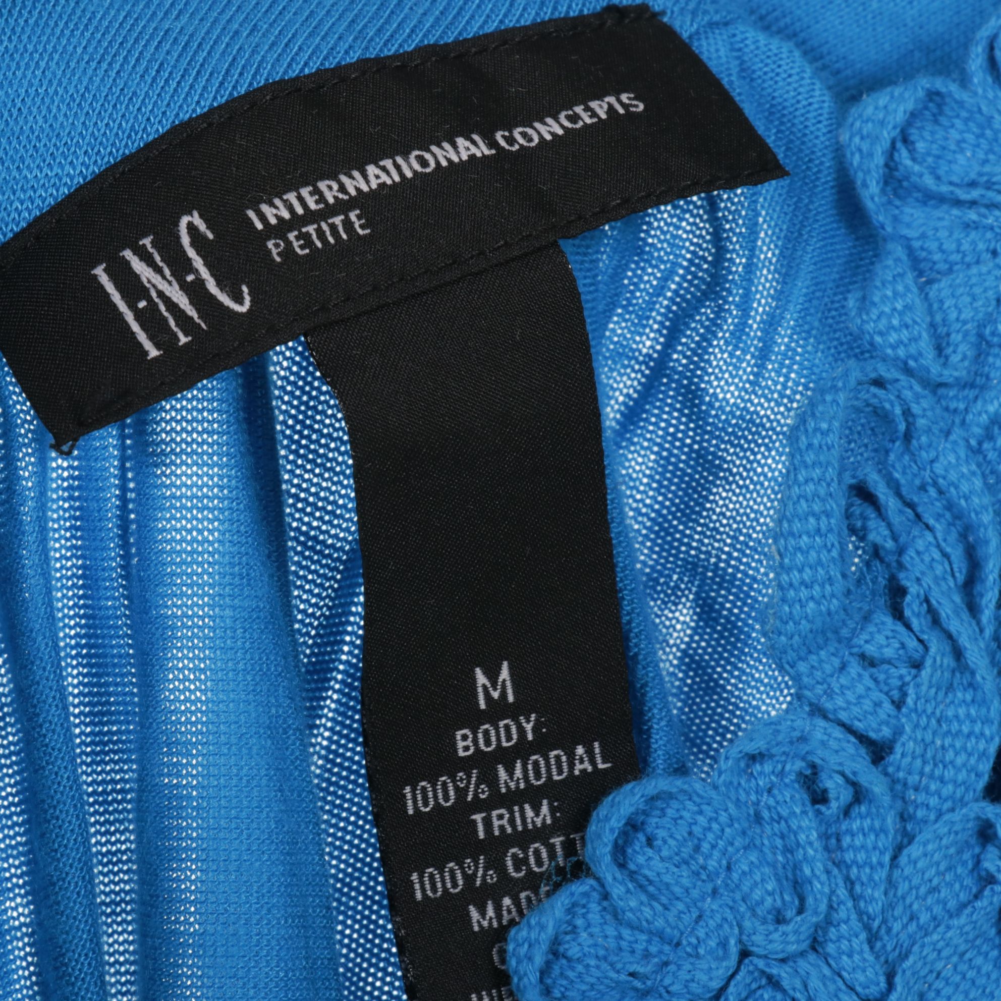 INC International Concepts Blue 3D Floral Tank Top and White Silk Blend Blouse