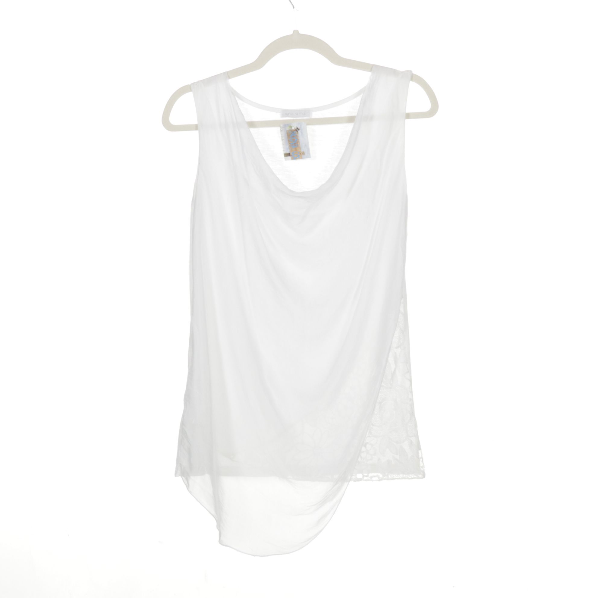 INC International Concepts Blue 3D Floral Tank Top and White Silk Blend Blouse