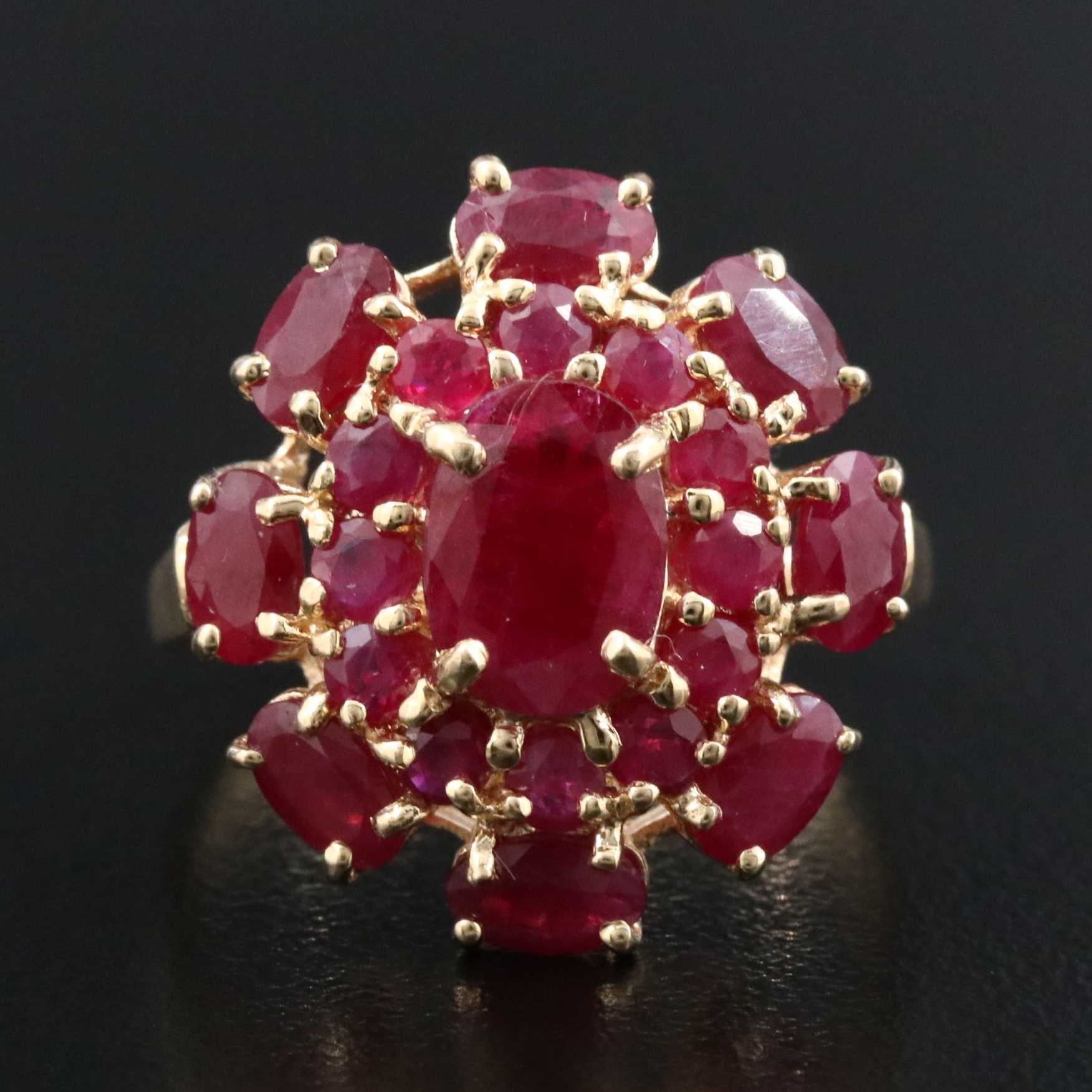 14K Ruby Cluster Ring