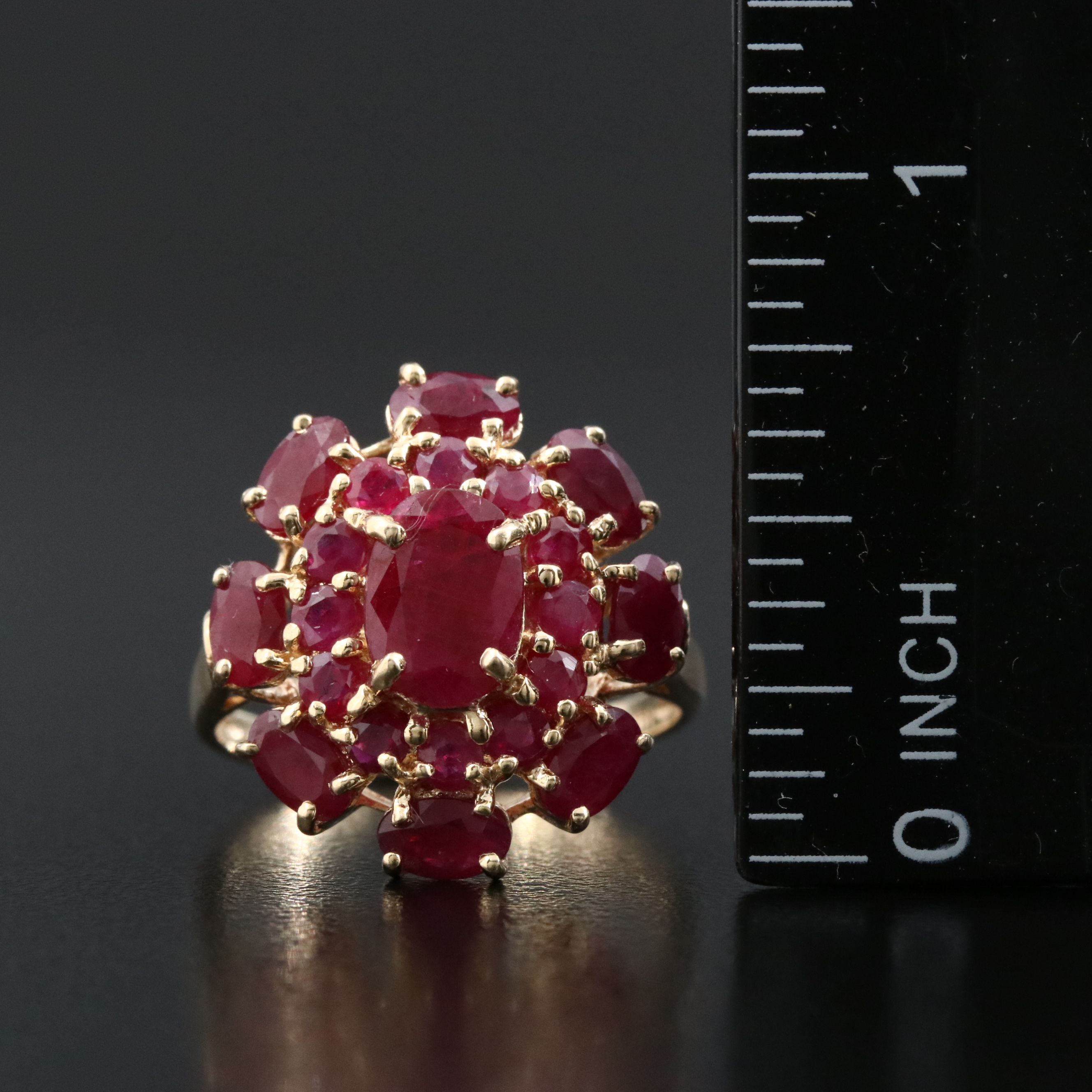 14K Ruby Cluster Ring
