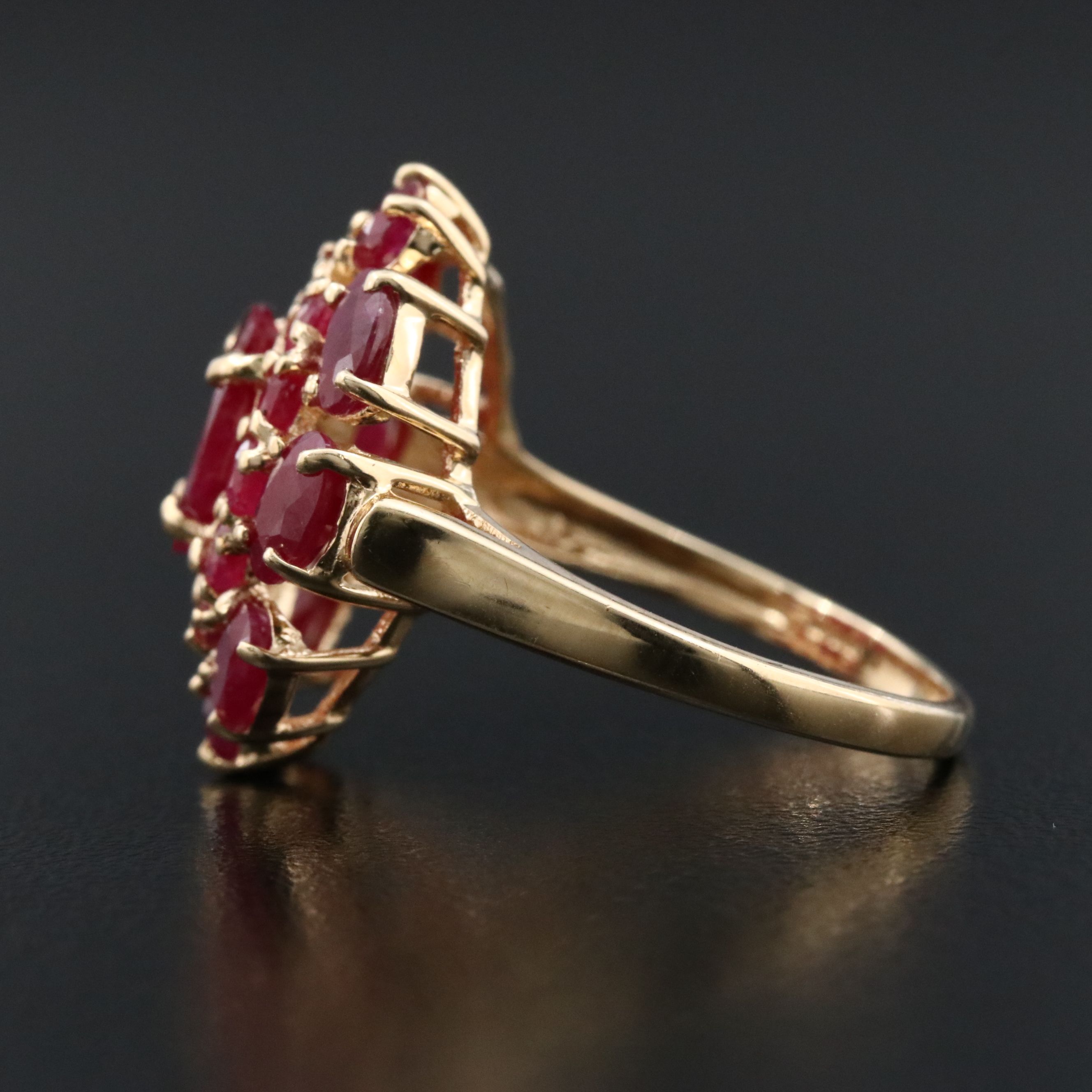 14K Ruby Cluster Ring