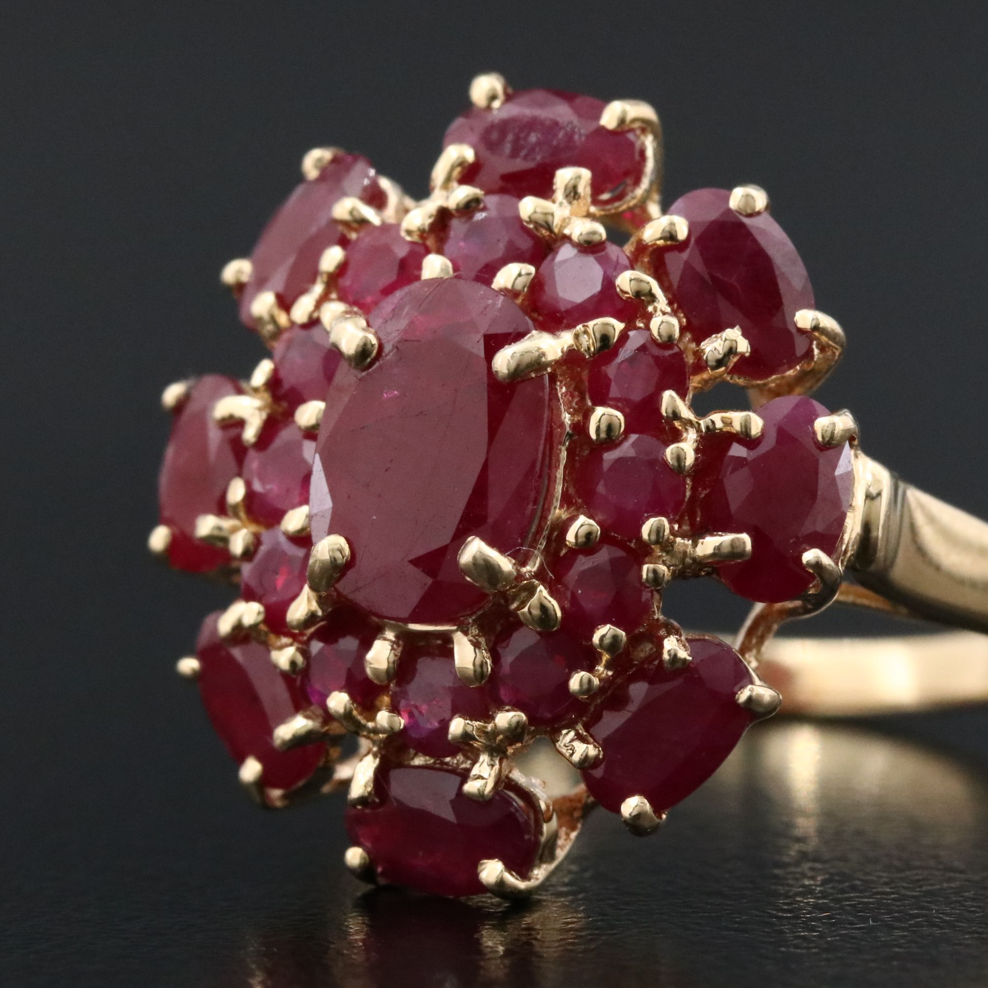 14K Ruby Cluster Ring
