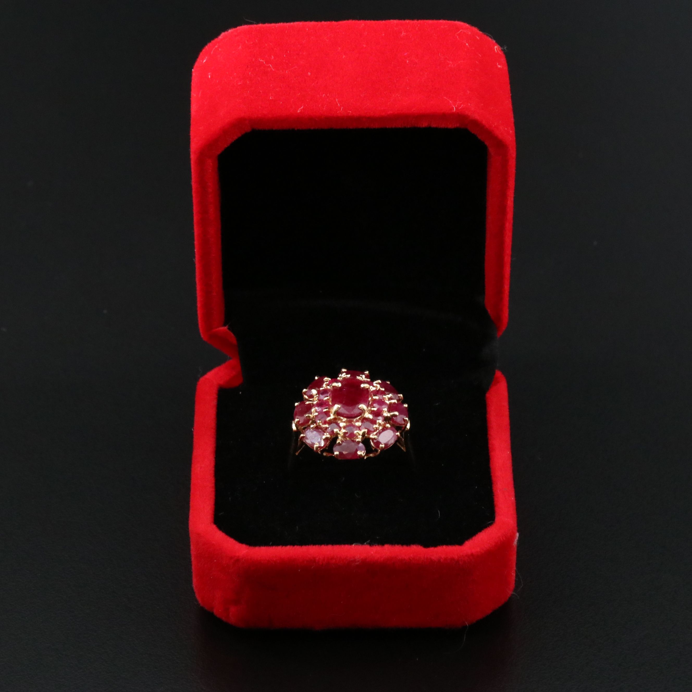 14K Ruby Cluster Ring