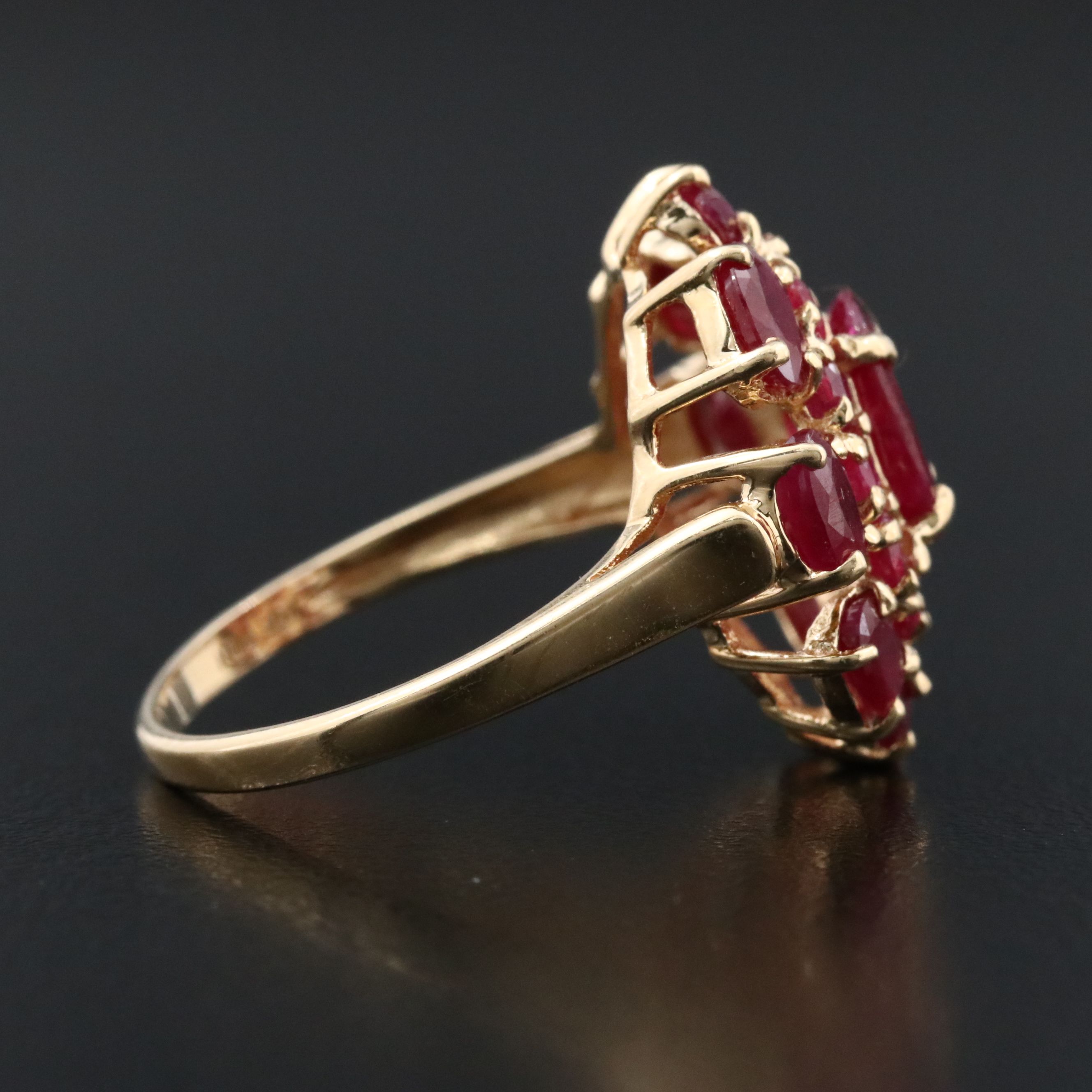 14K Ruby Cluster Ring