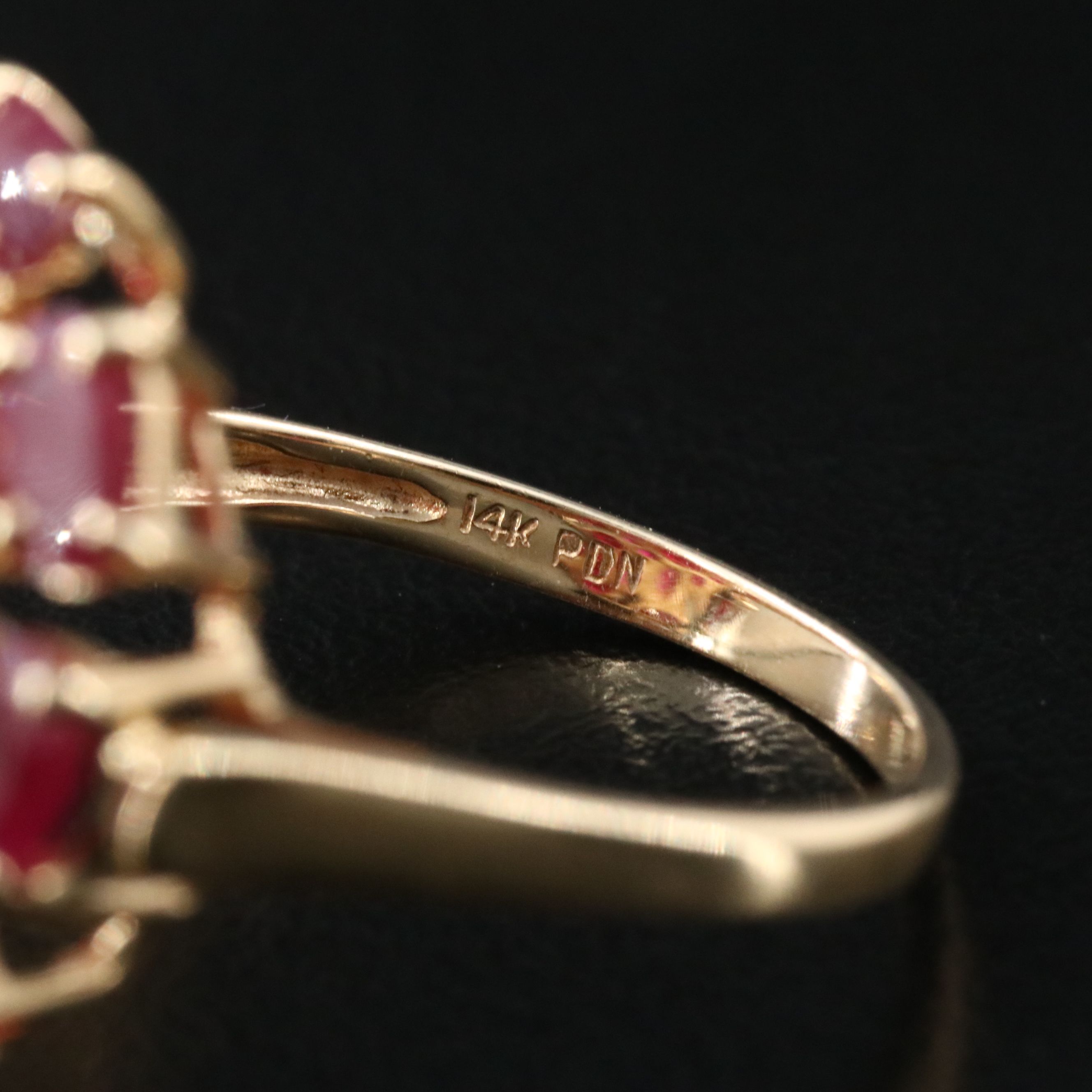 14K Ruby Cluster Ring