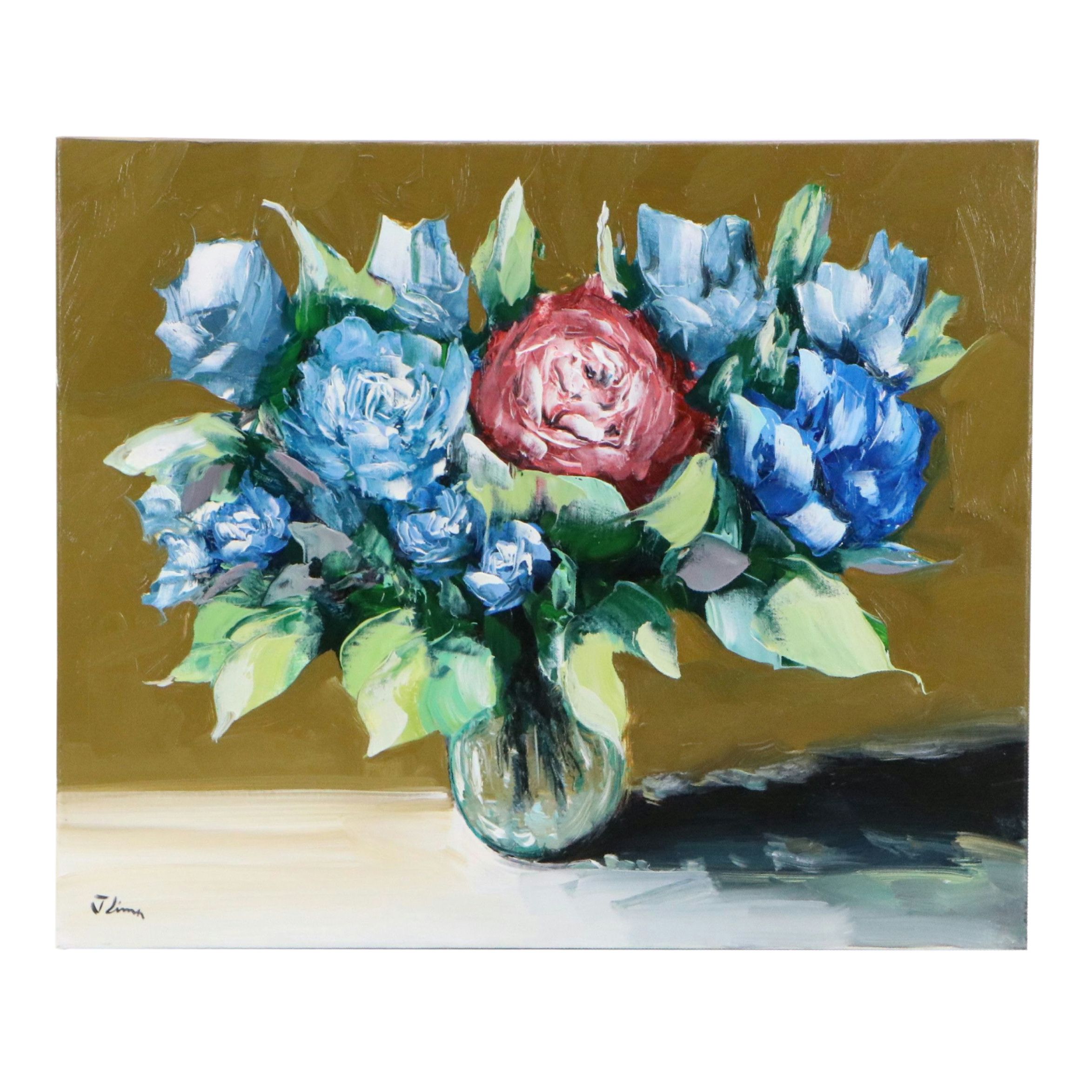 José M. Lima Floral Still Life Oil Painting, 2026