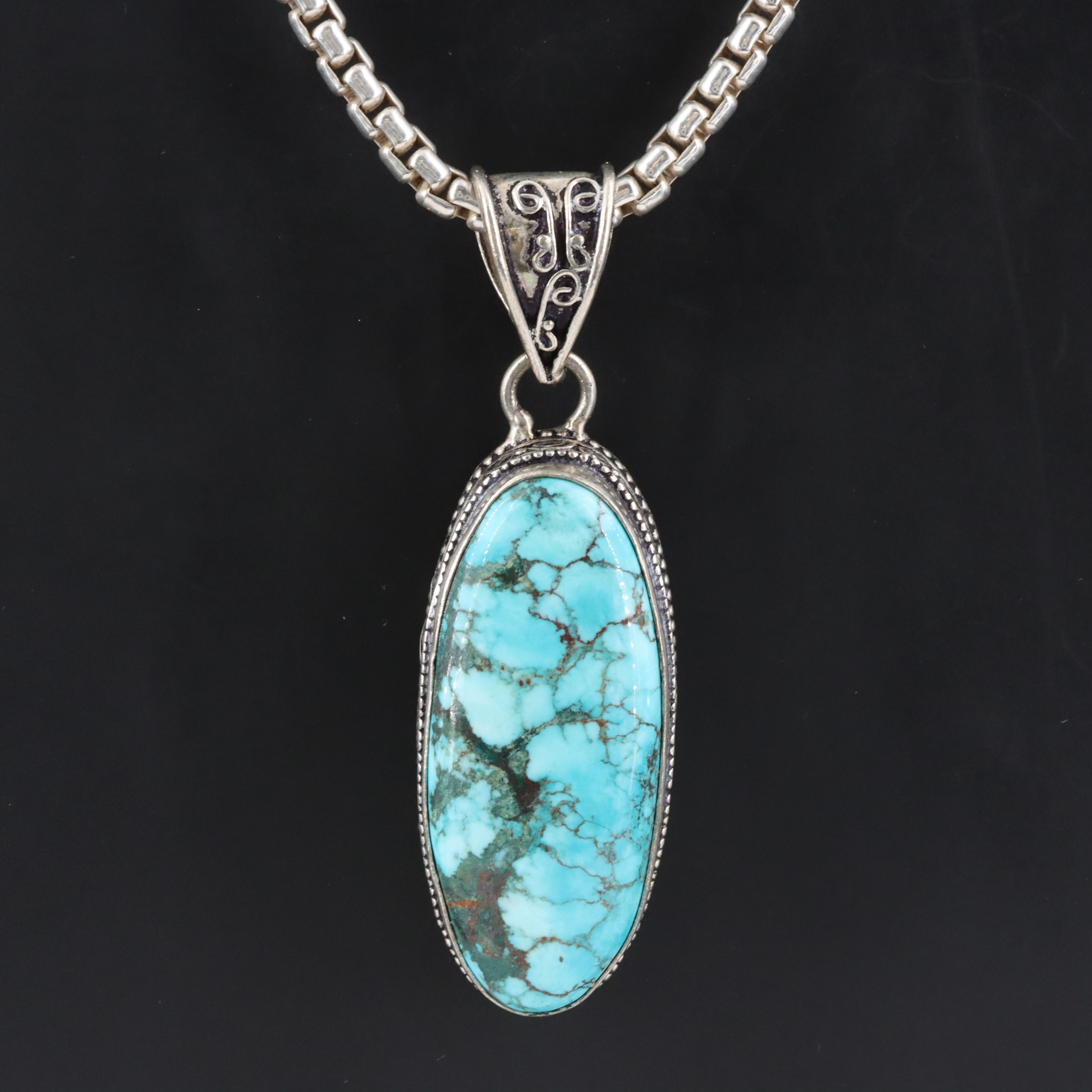 Sterling Turquoise Pendant Necklace