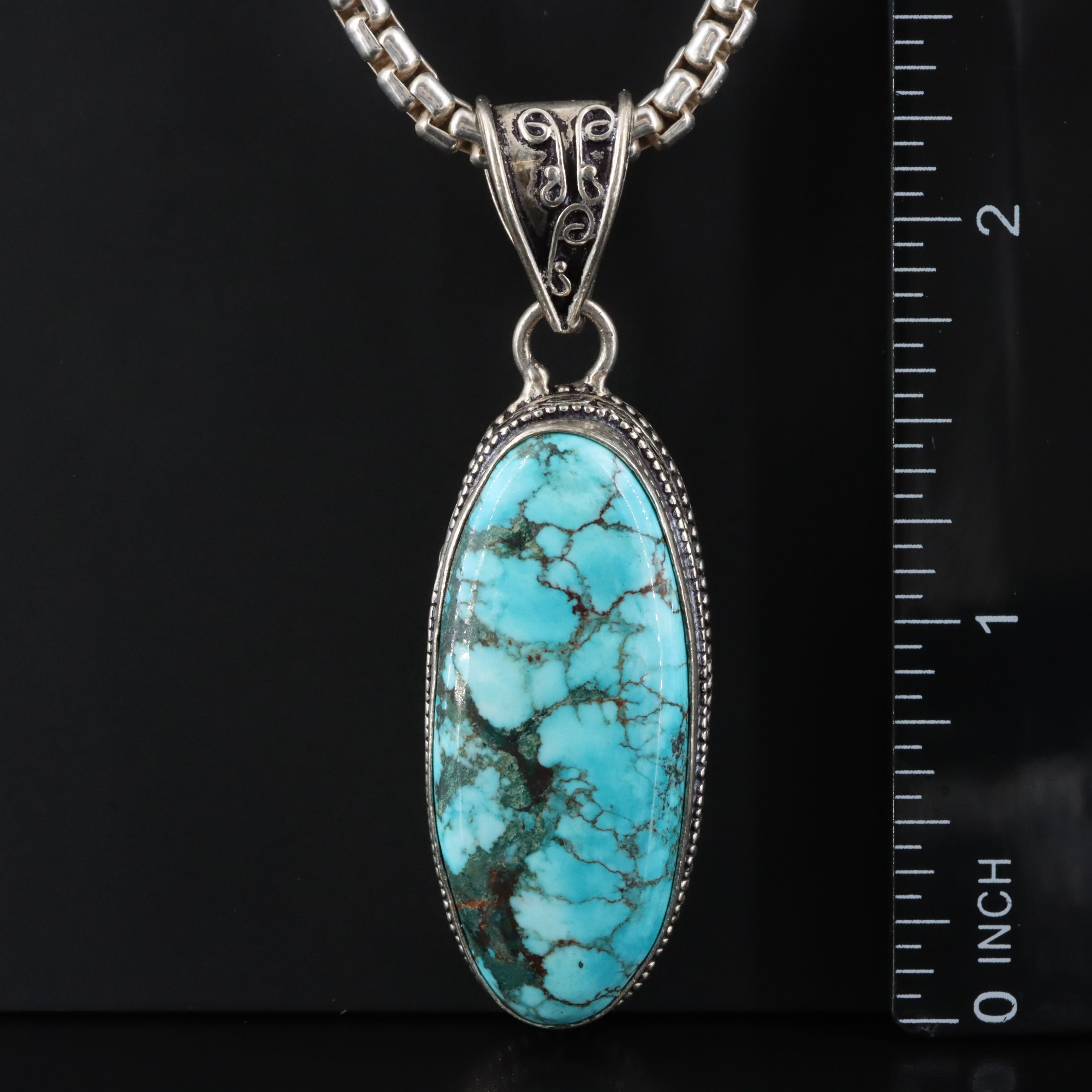 Sterling Turquoise Pendant Necklace