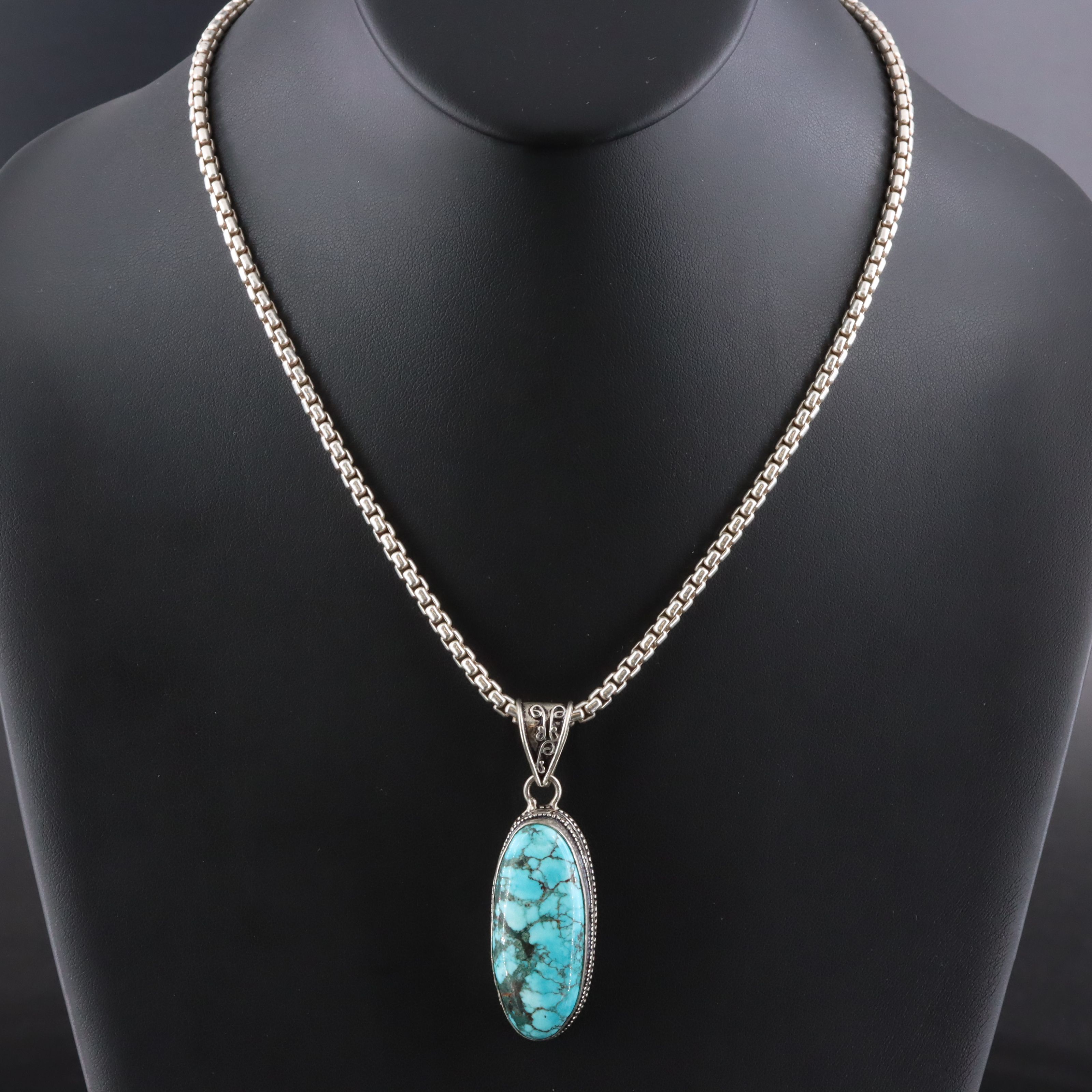 Sterling Turquoise Pendant Necklace
