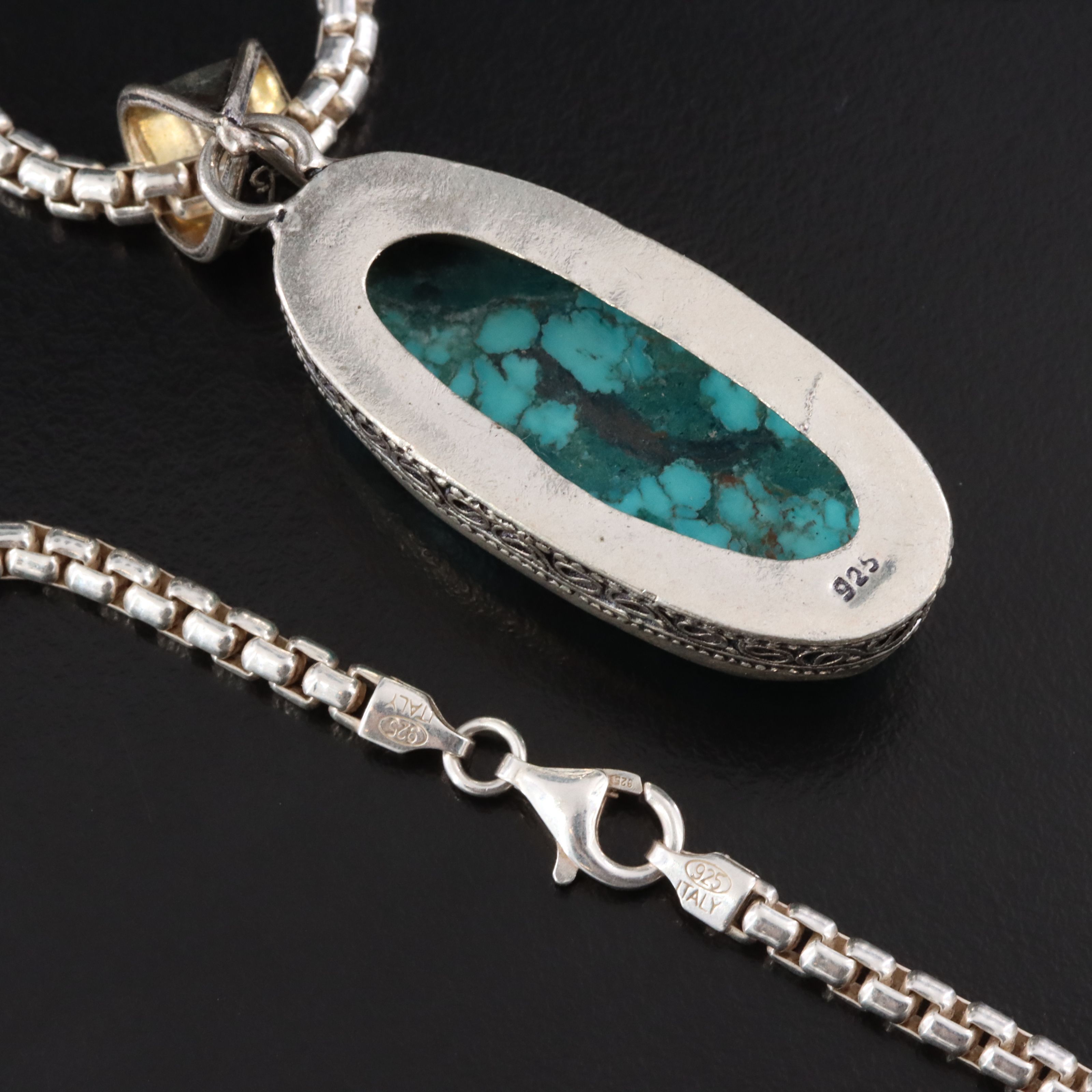 Sterling Turquoise Pendant Necklace