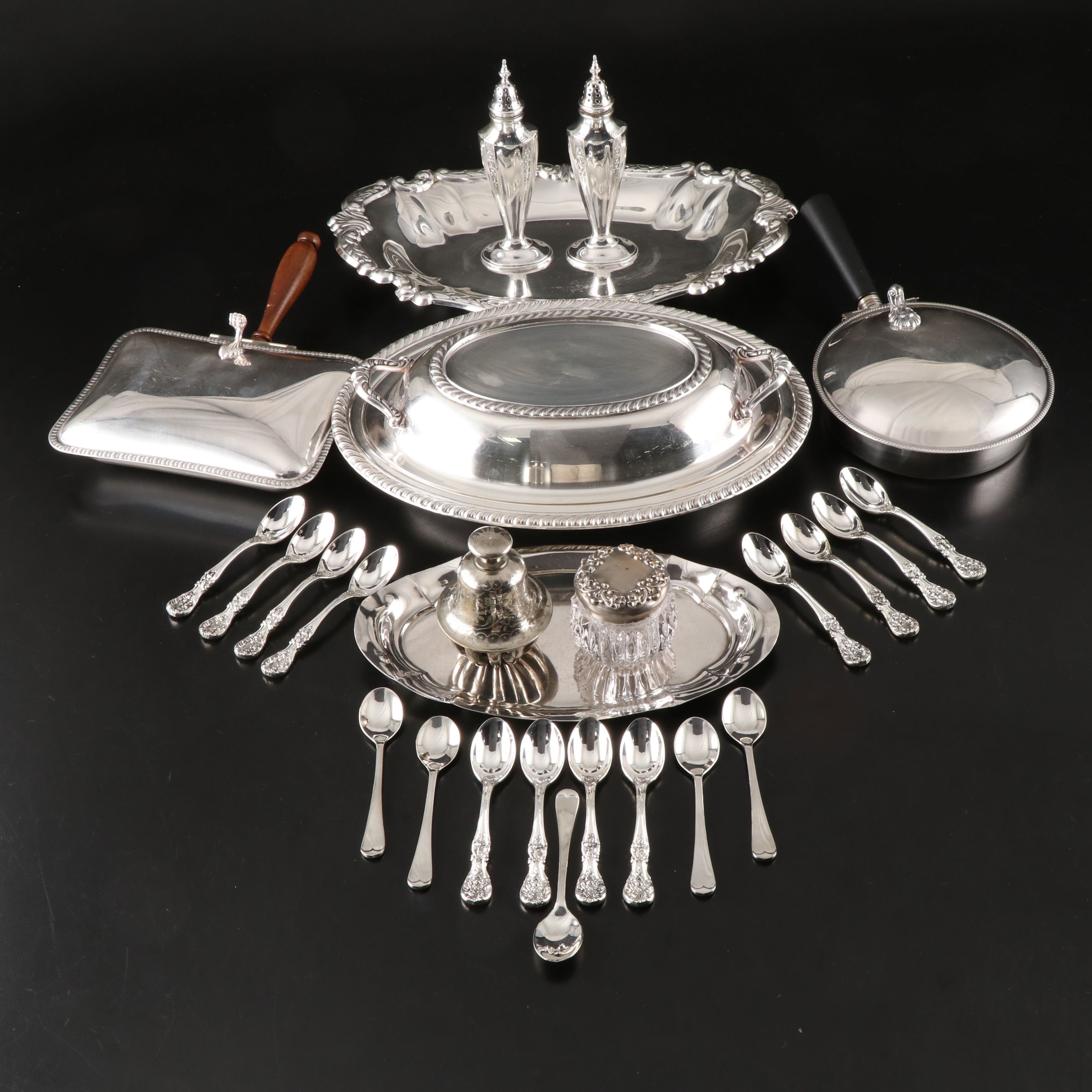 Intl. Silver "Ambassador" Salt and Pepper Set with More Silver Plate Serveware