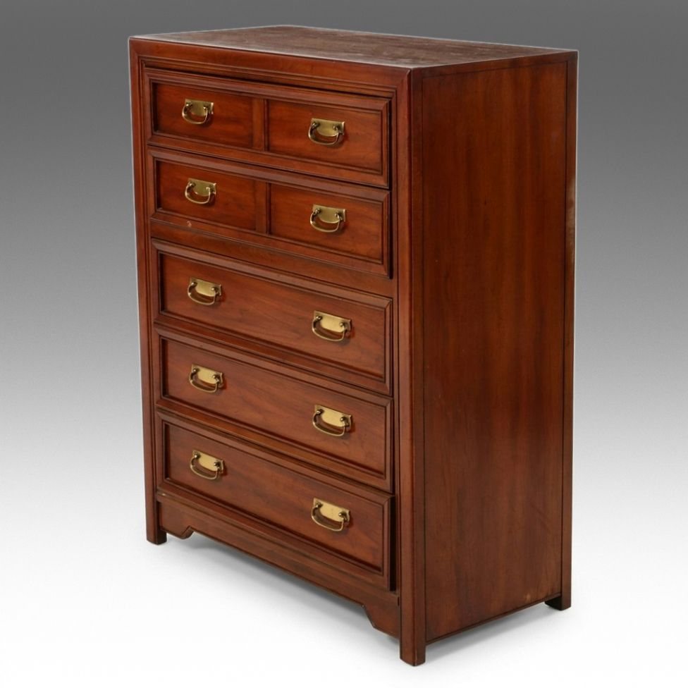 Huntley by Thomasville Campaign-Style Tall Chest of Drawers, Circa 1977