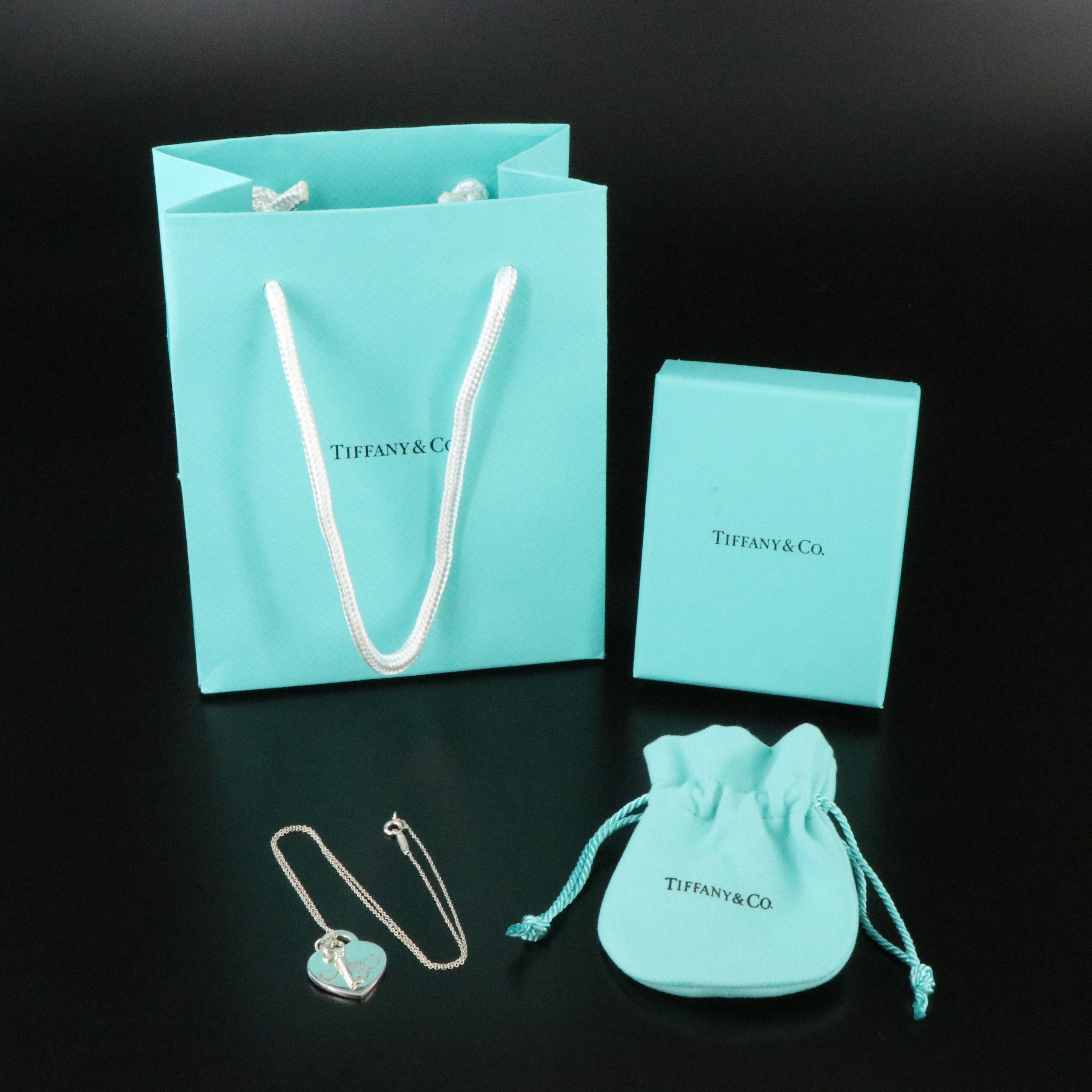 Tiffany & Co. 'Mom' Heart and Key Pendant Necklace