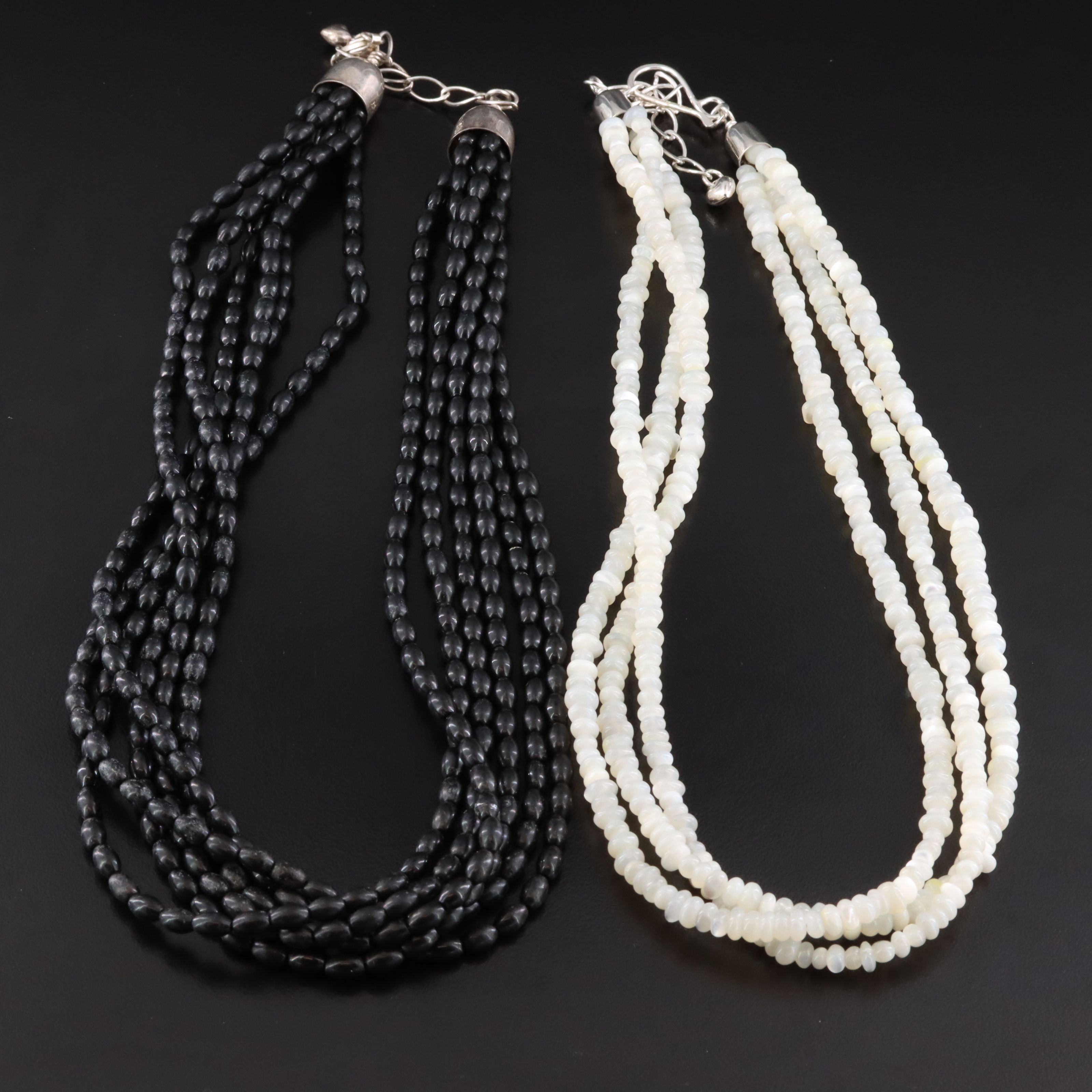 Desert Rose Trading Sterling Black Coral and Shell Bead Necklaces