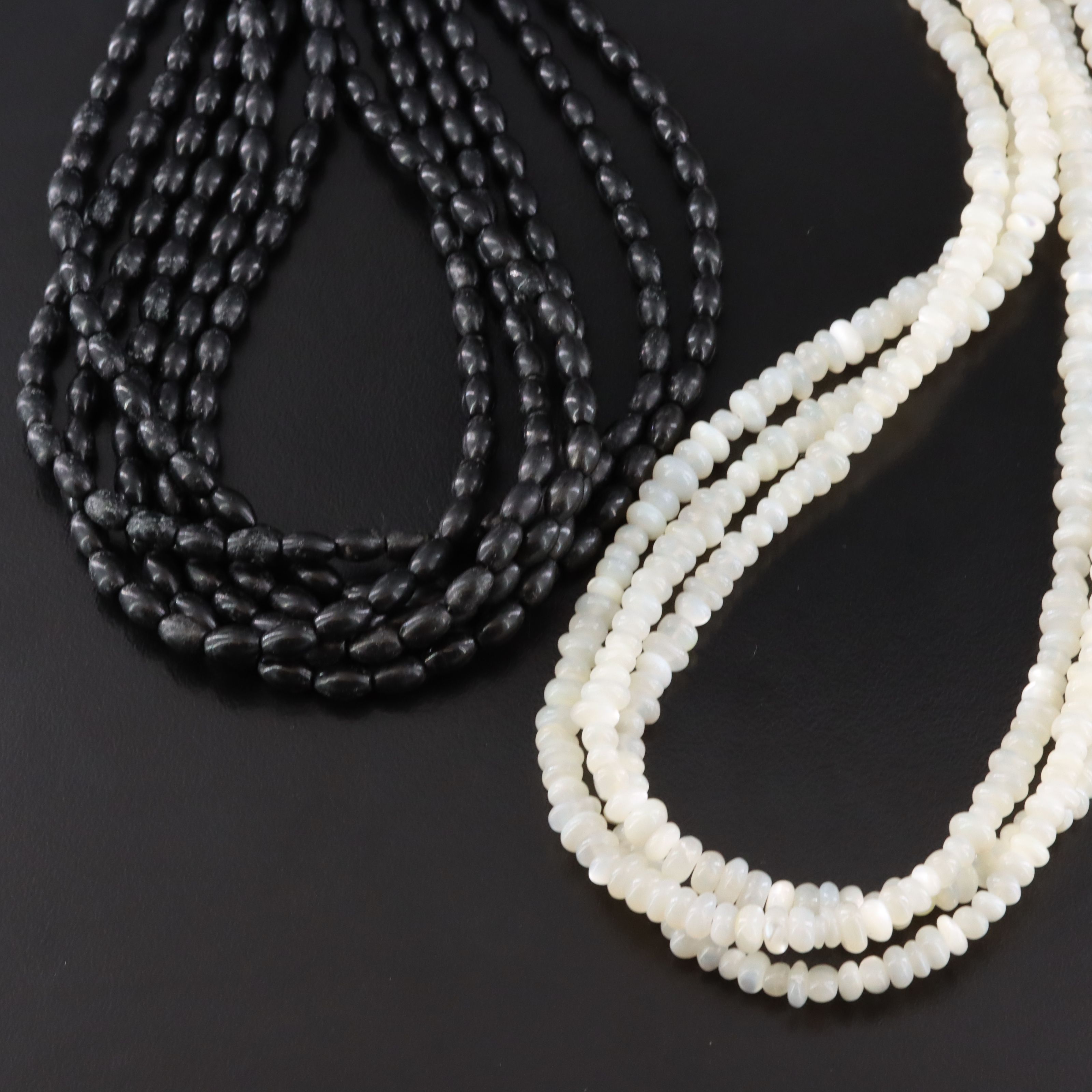 Desert Rose Trading Sterling Black Coral and Shell Bead Necklaces