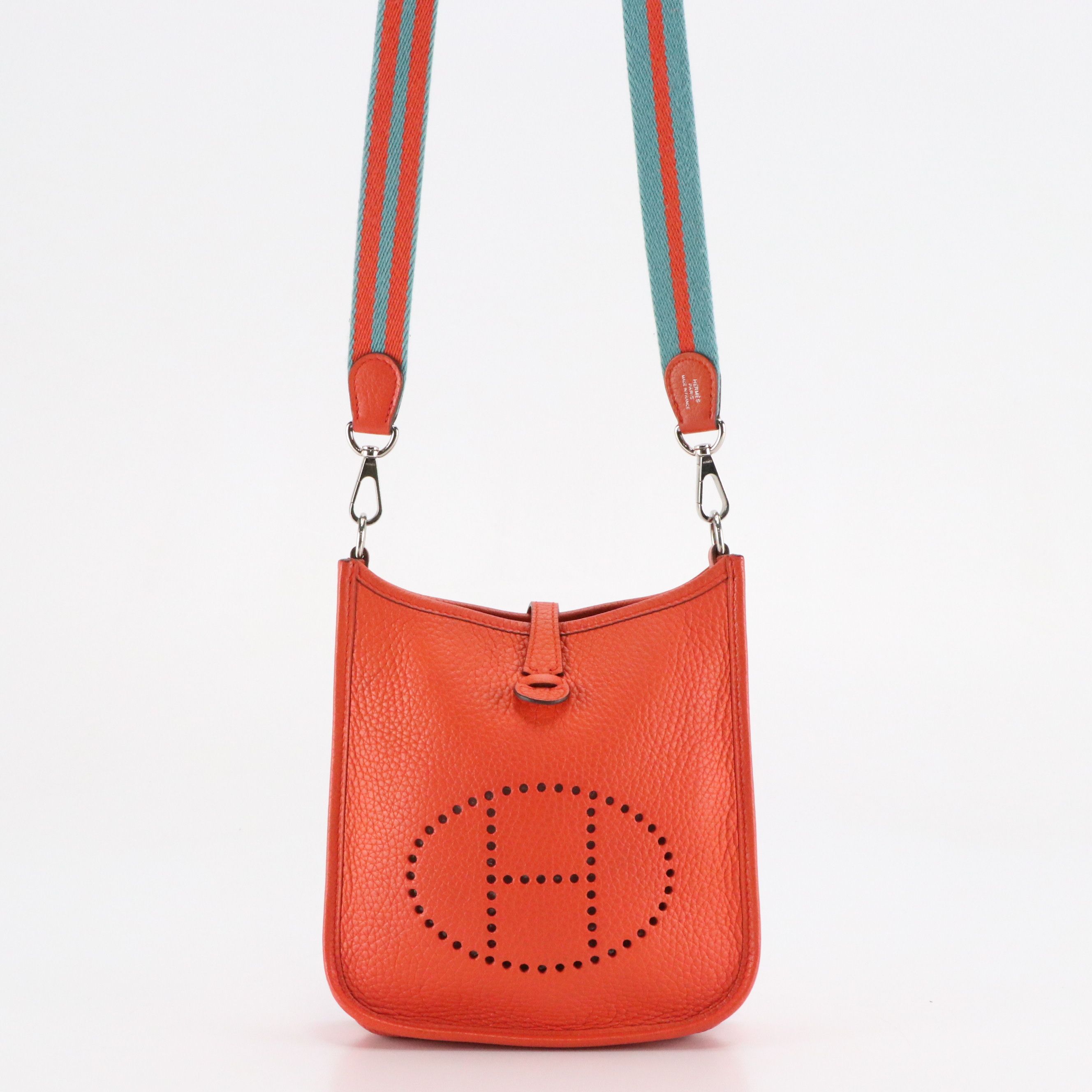 Hermès Evelyne I TPM Crossbody Bag in Orange Clemence Leather