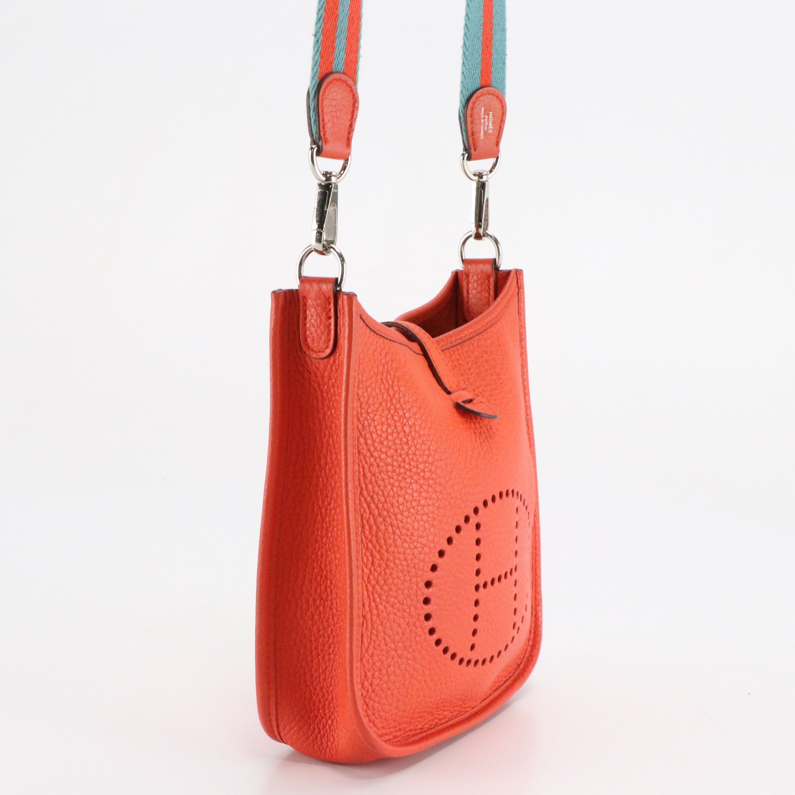 Hermès Evelyne I TPM Crossbody Bag in Orange Clemence Leather