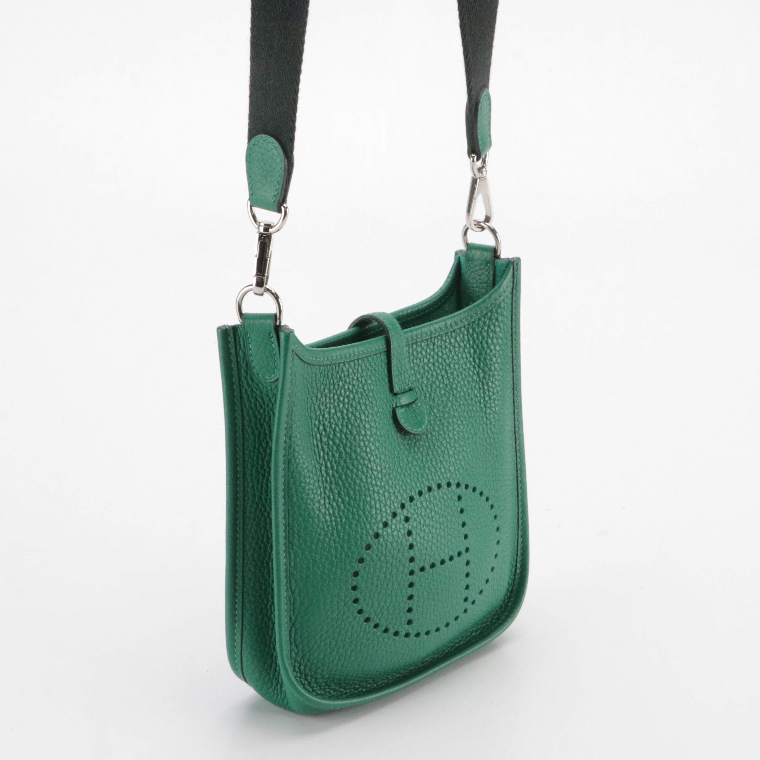 Hermès Evelyne I TPM Crossbody Bag in Emerald Green Clemence Leather