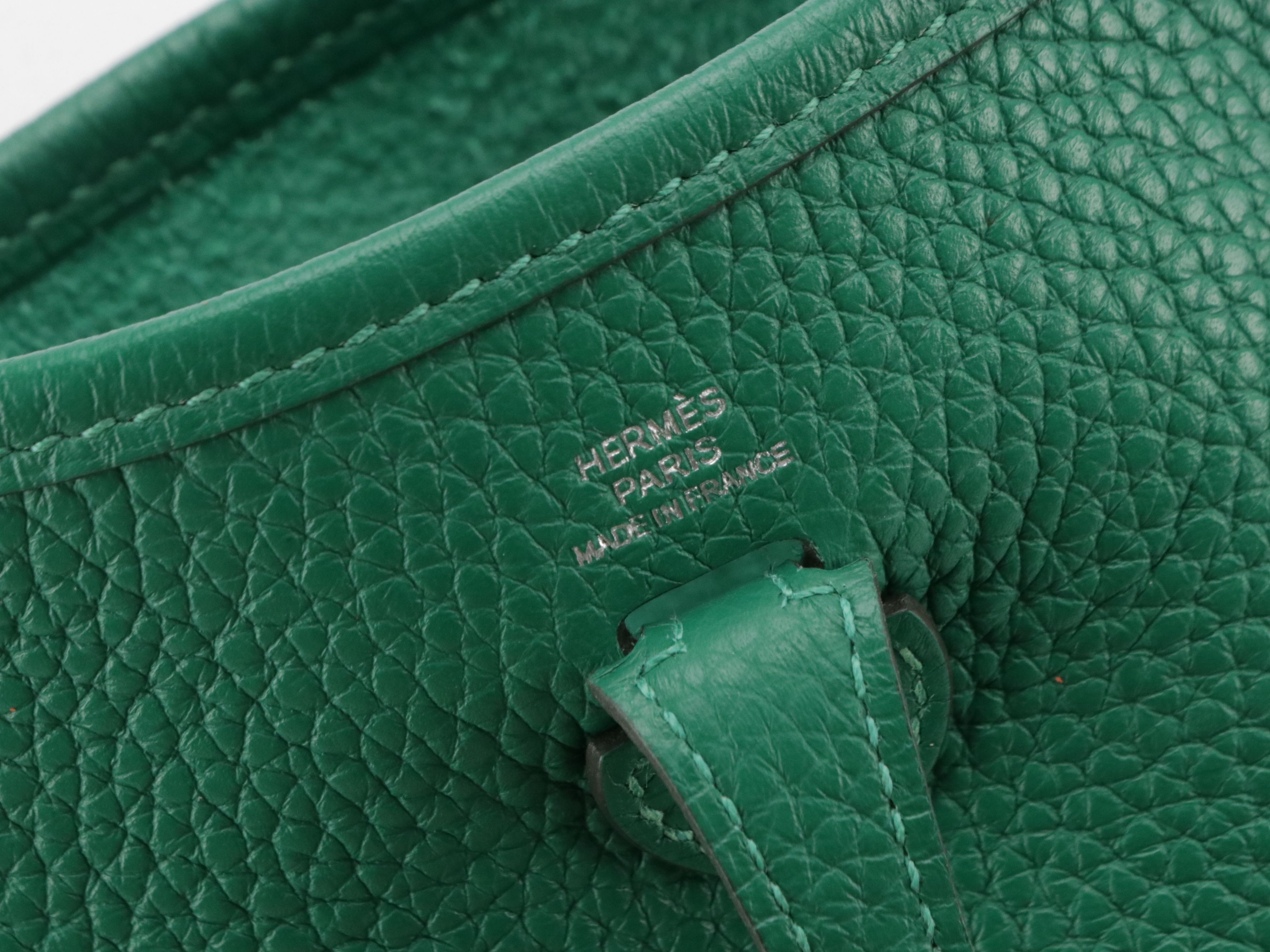 Hermès Evelyne I TPM Crossbody Bag in Emerald Green Clemence Leather