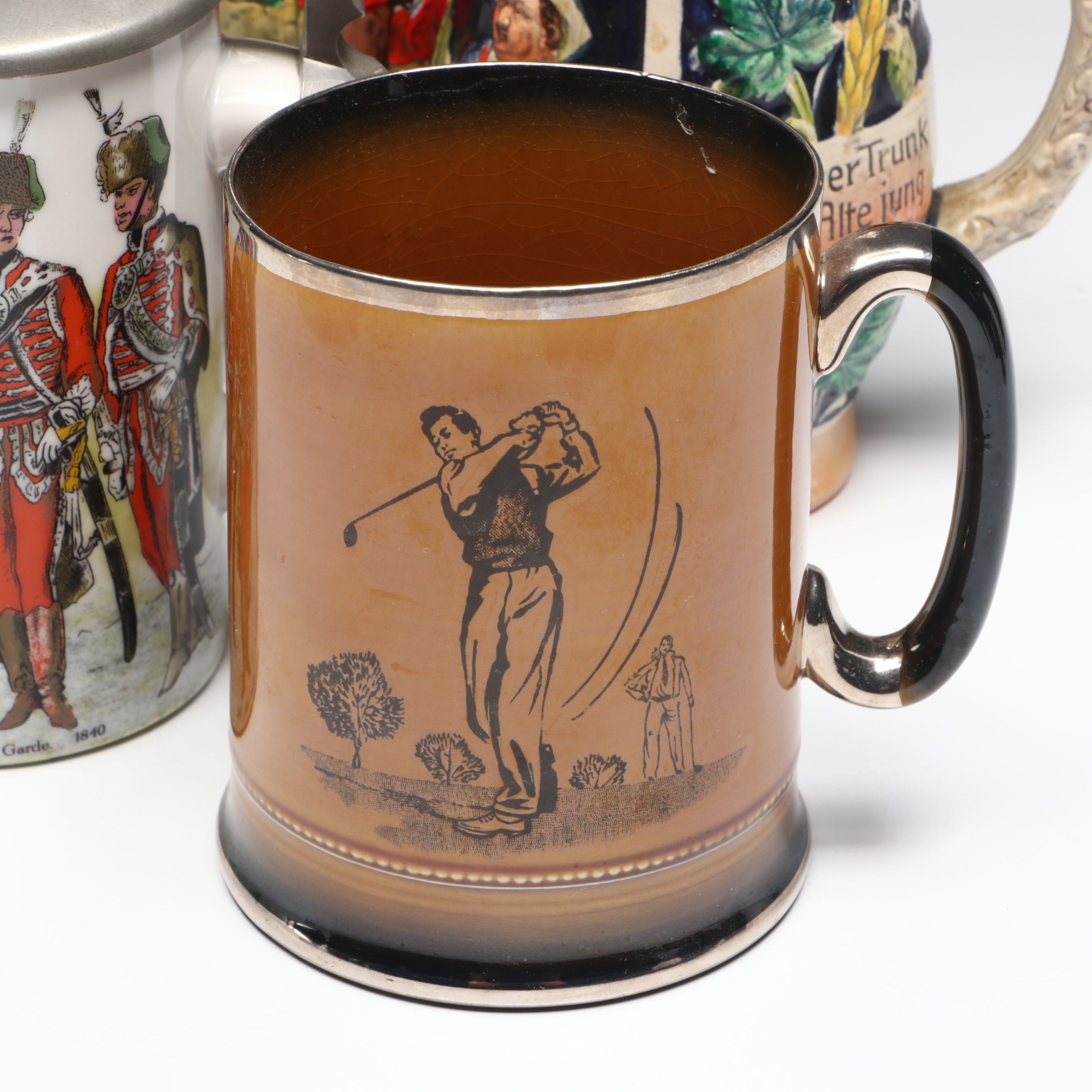 Gerz with Other Salt Glazed Stoneware and Porcelain Beer Steins and Tankards