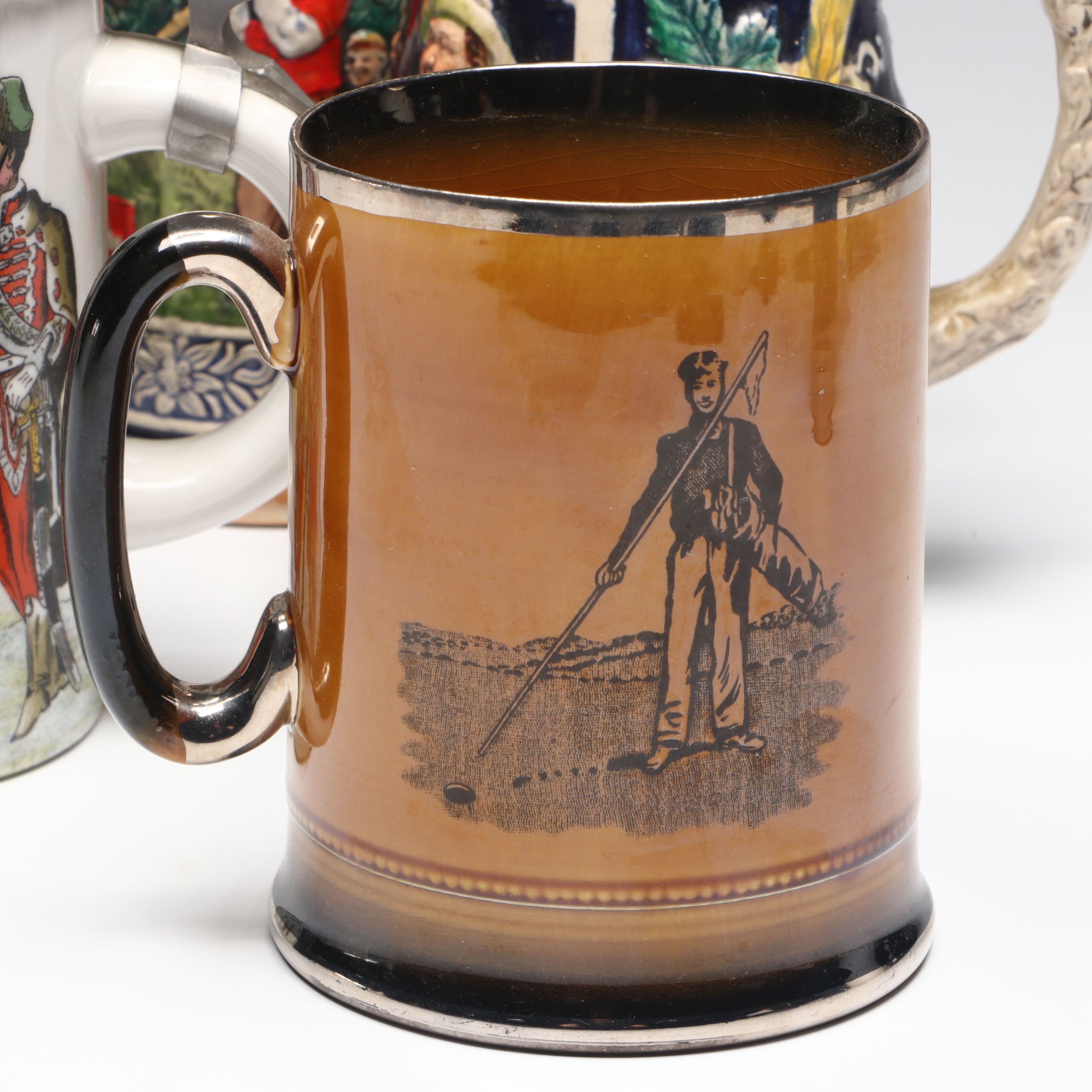 Gerz with Other Salt Glazed Stoneware and Porcelain Beer Steins and Tankards