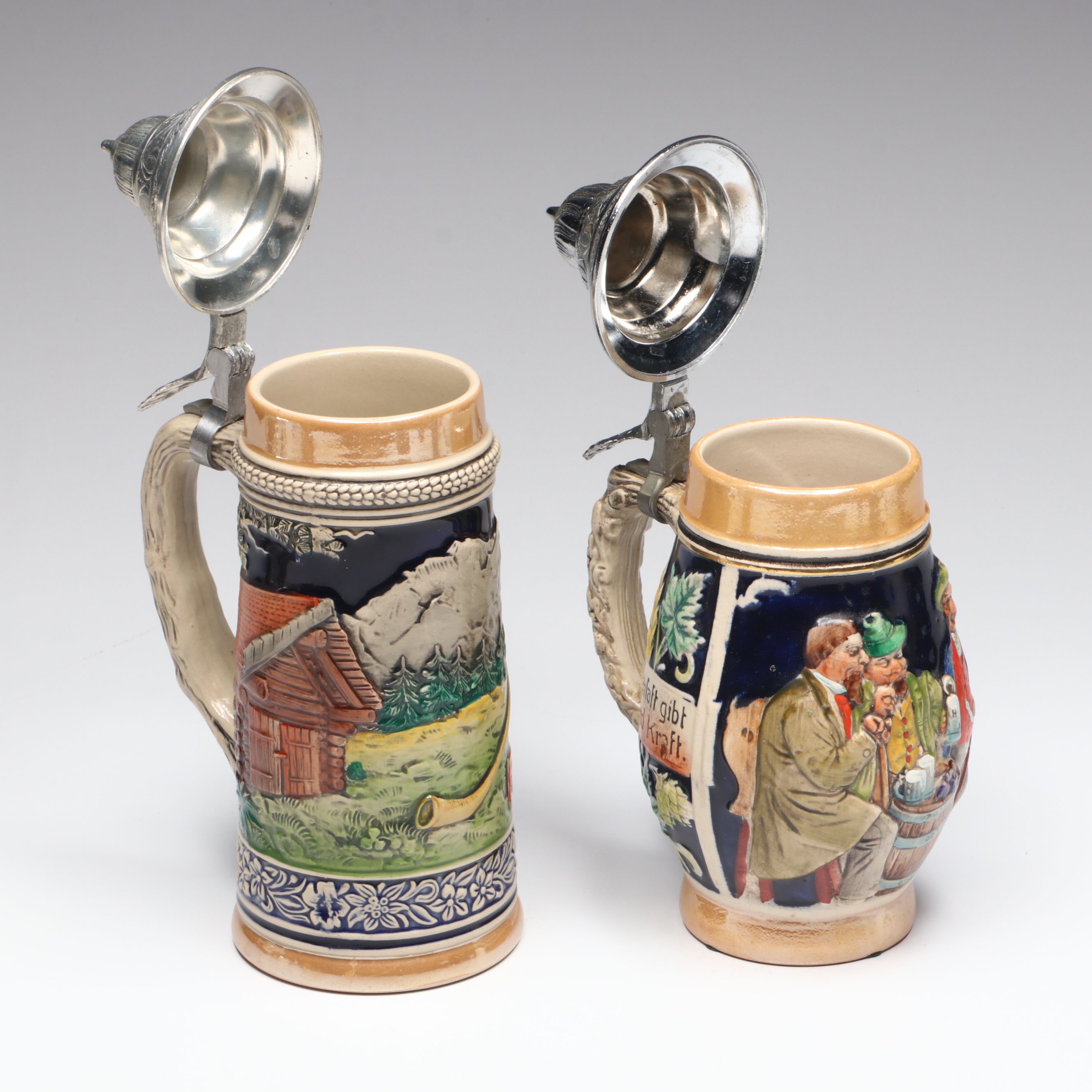 Gerz with Other Salt Glazed Stoneware and Porcelain Beer Steins and Tankards