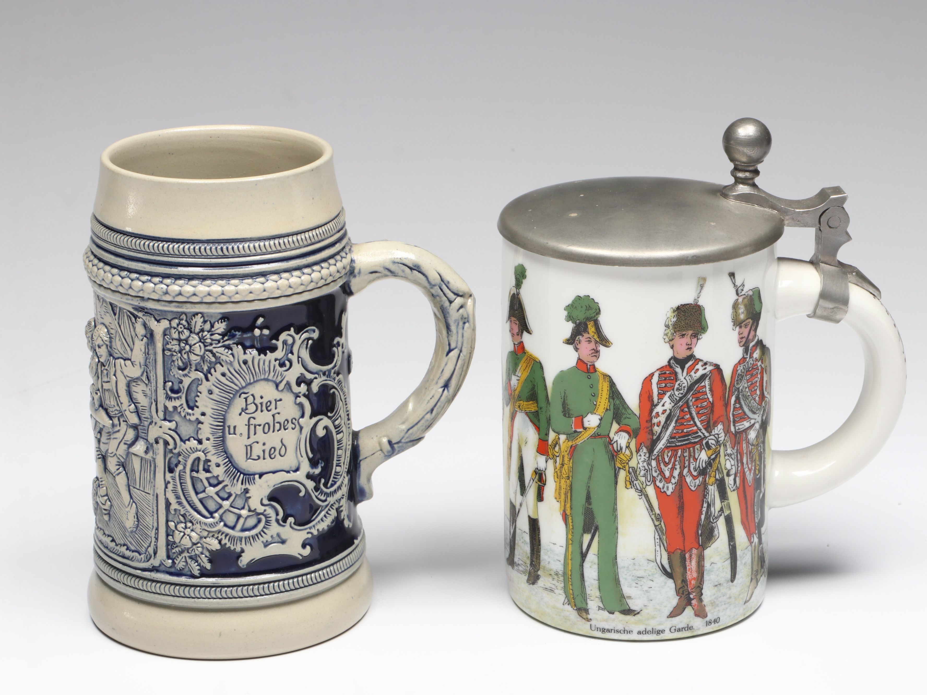 Gerz with Other Salt Glazed Stoneware and Porcelain Beer Steins and Tankards