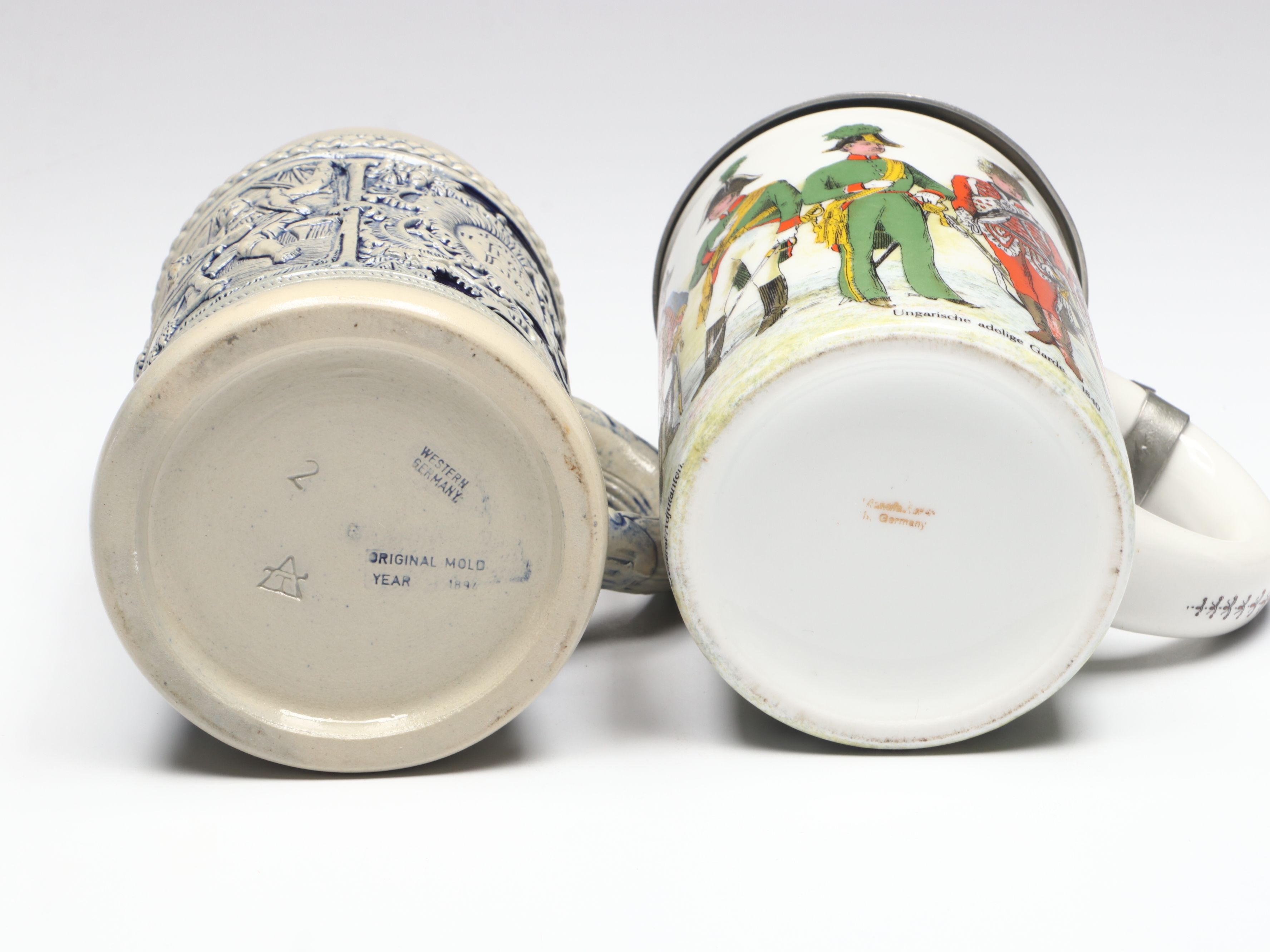 Gerz with Other Salt Glazed Stoneware and Porcelain Beer Steins and Tankards